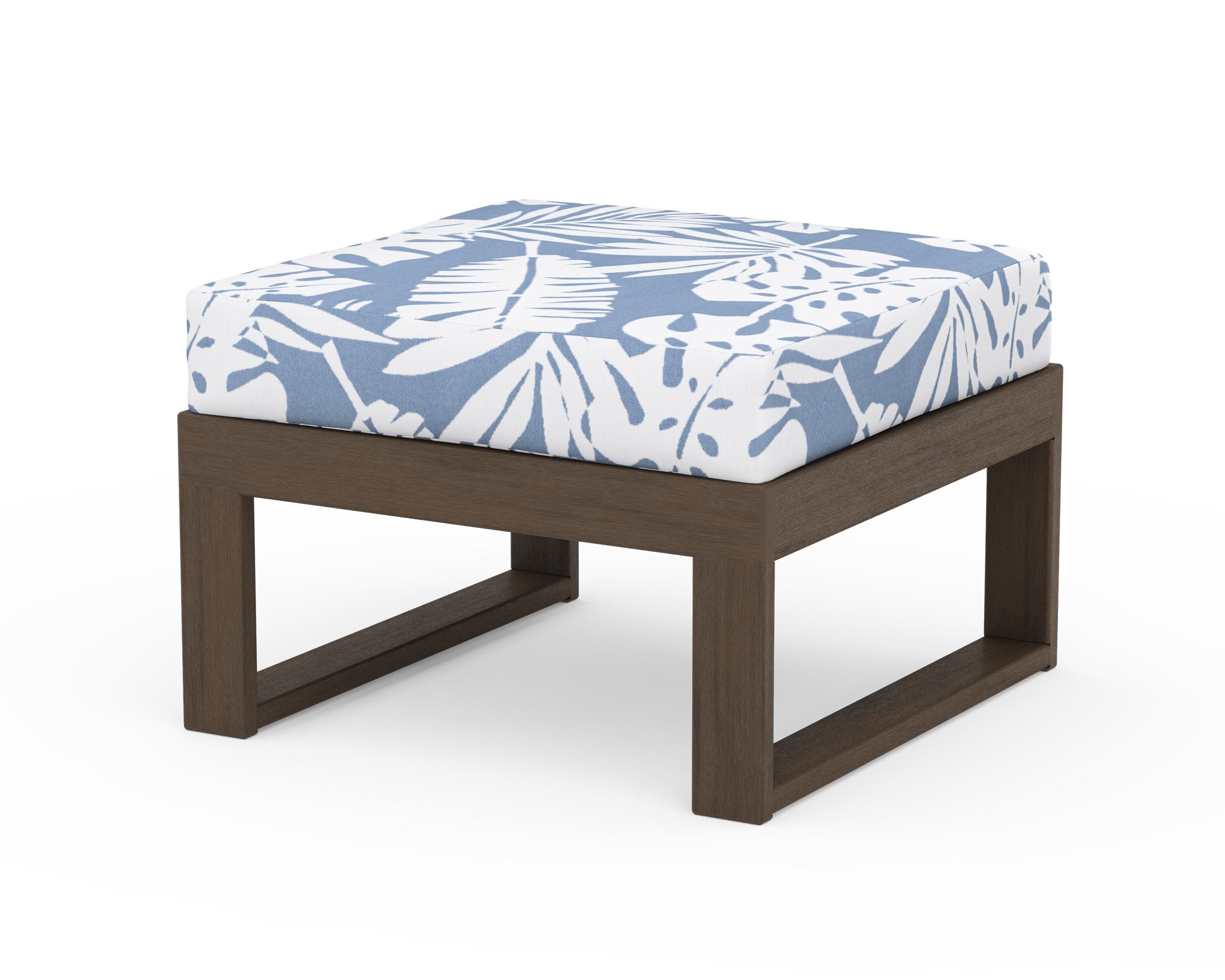 Modular Ottoman - Modern in Kona / Leaf Sky Blue