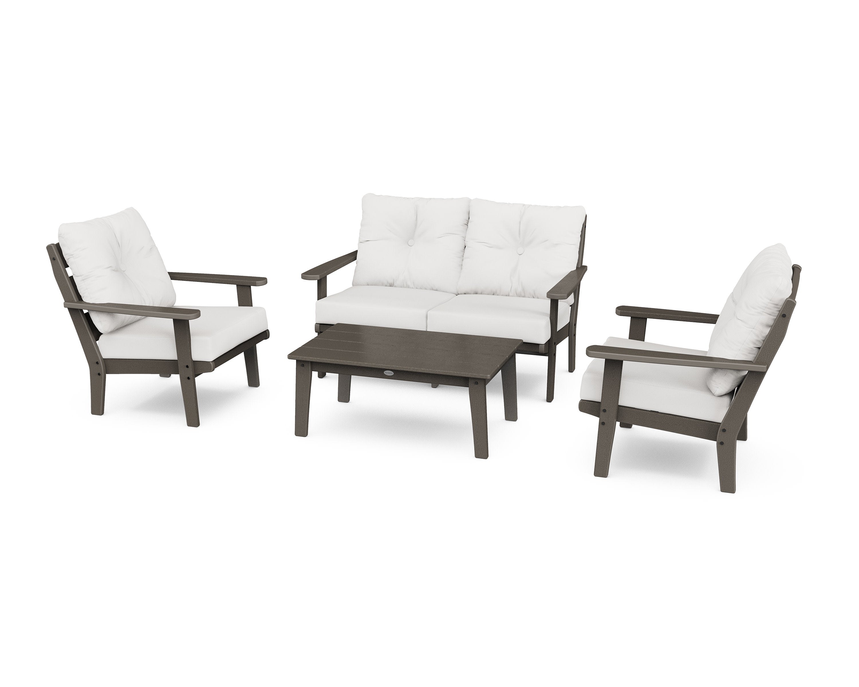 Lakeside 4-Piece Deep Seating Set in Vintage Coffee / Natural Linen