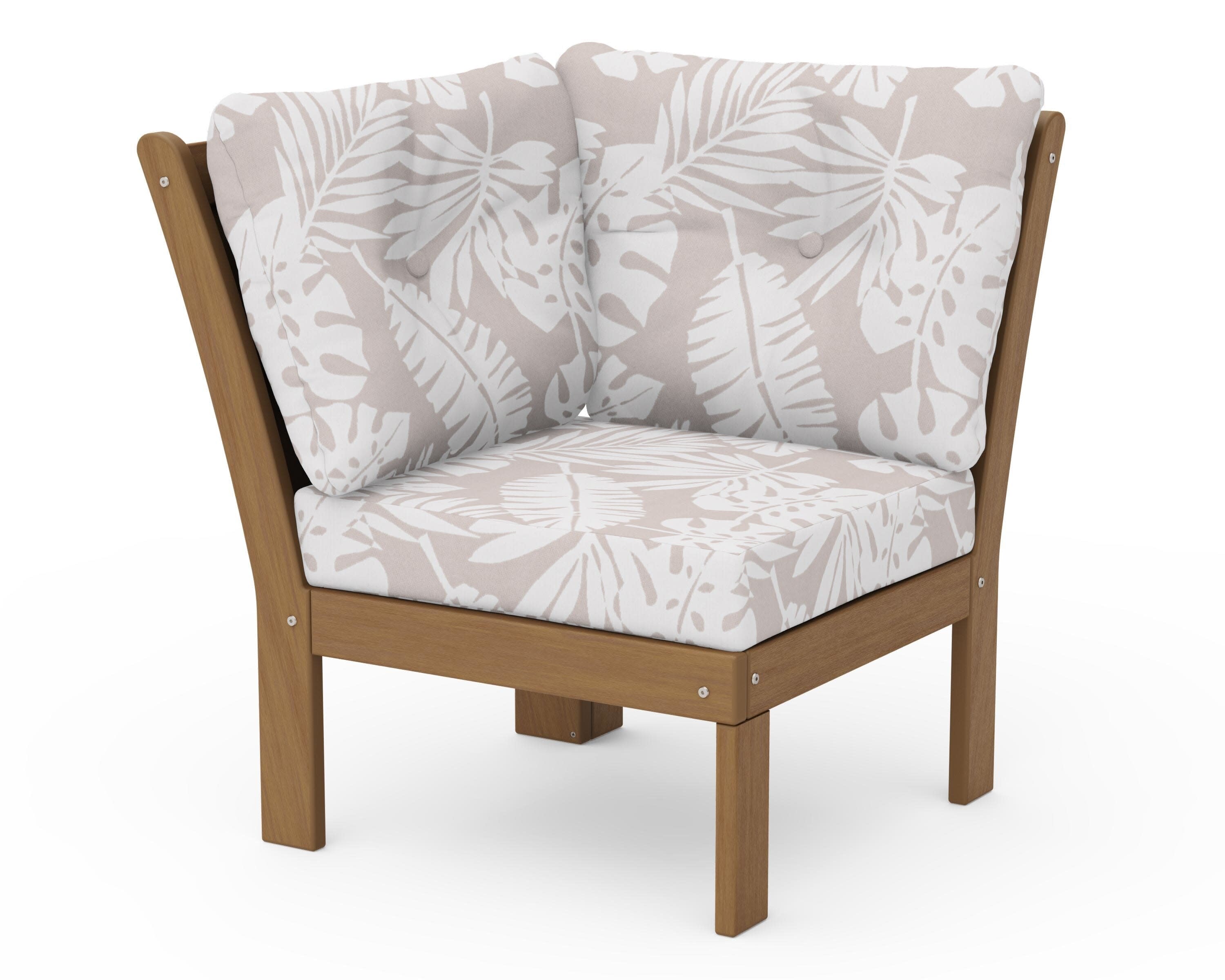 Vineyard Modular Corner Chair in Natural / Leaf Dune Burlap