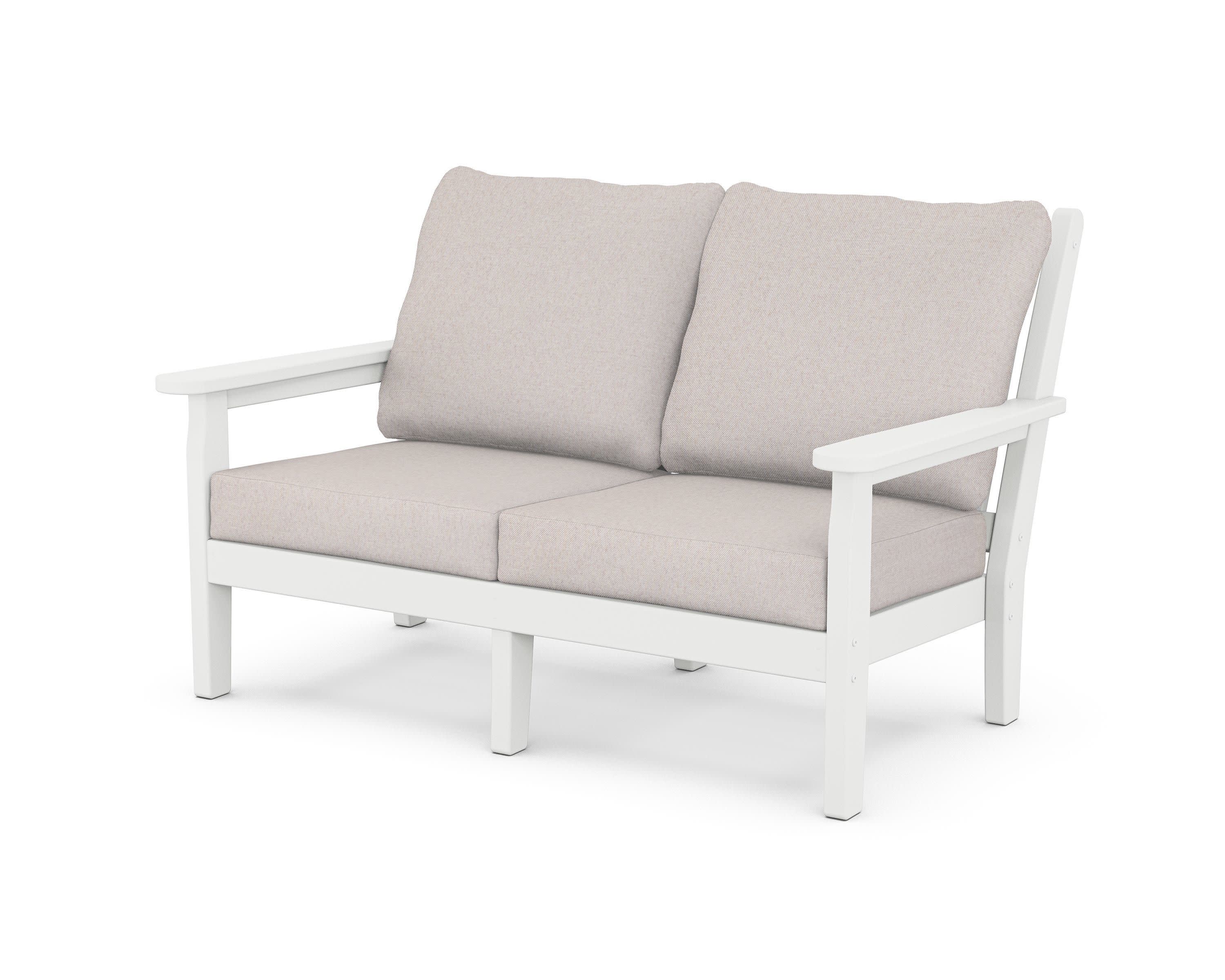 Chippendale Deep Seating Loveseat in White / Dune Burlap