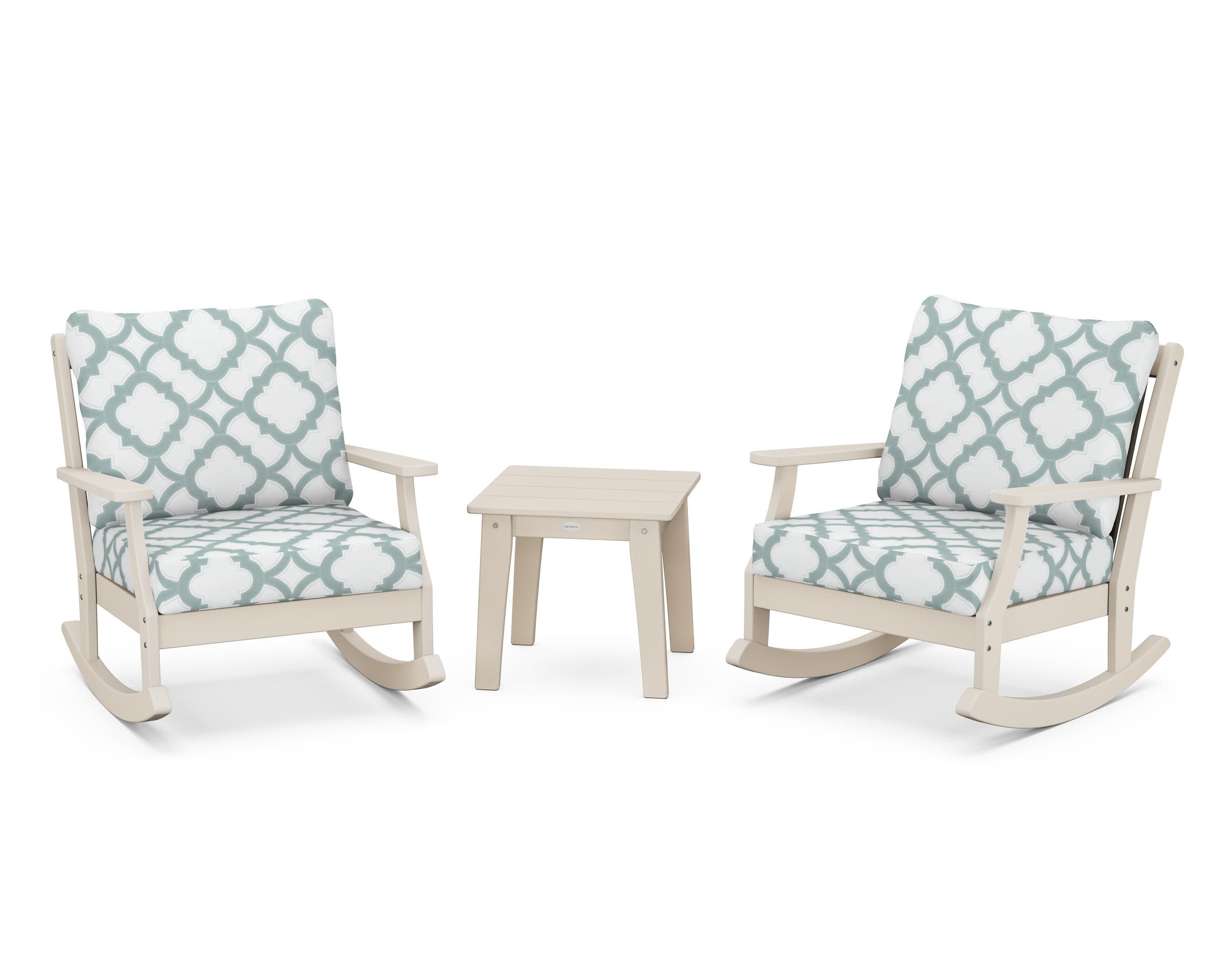 Braxton 3-Piece Deep Seating Rocker Set in Sand / Trellis Glacier Spa