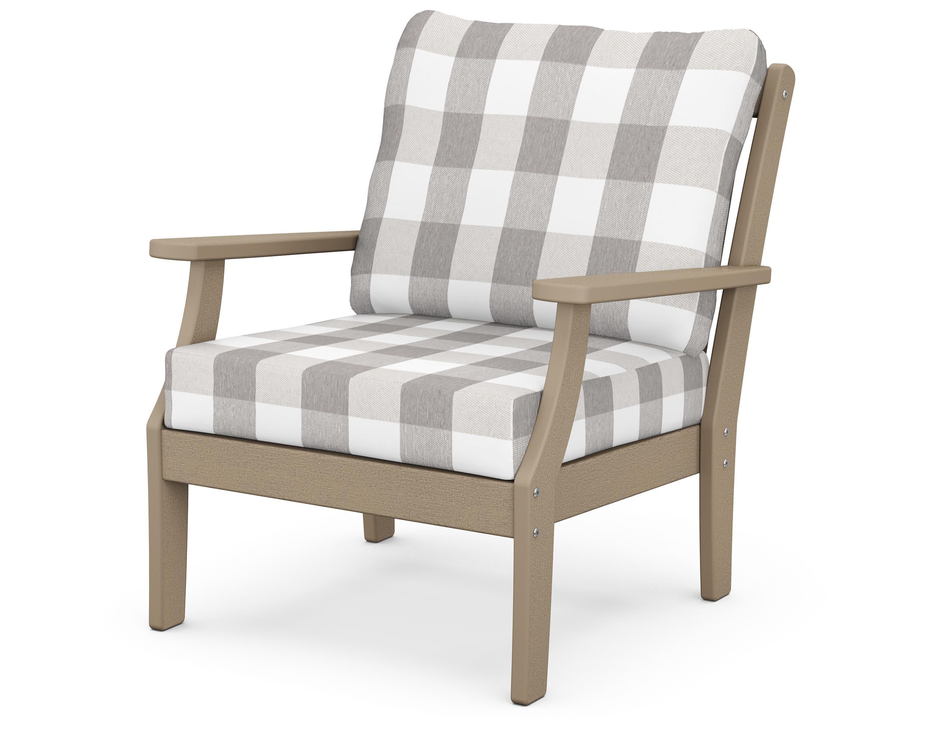 Braxton Deep Seating Chair in Vintage Sahara / Buffalo Plaid Grey Mist