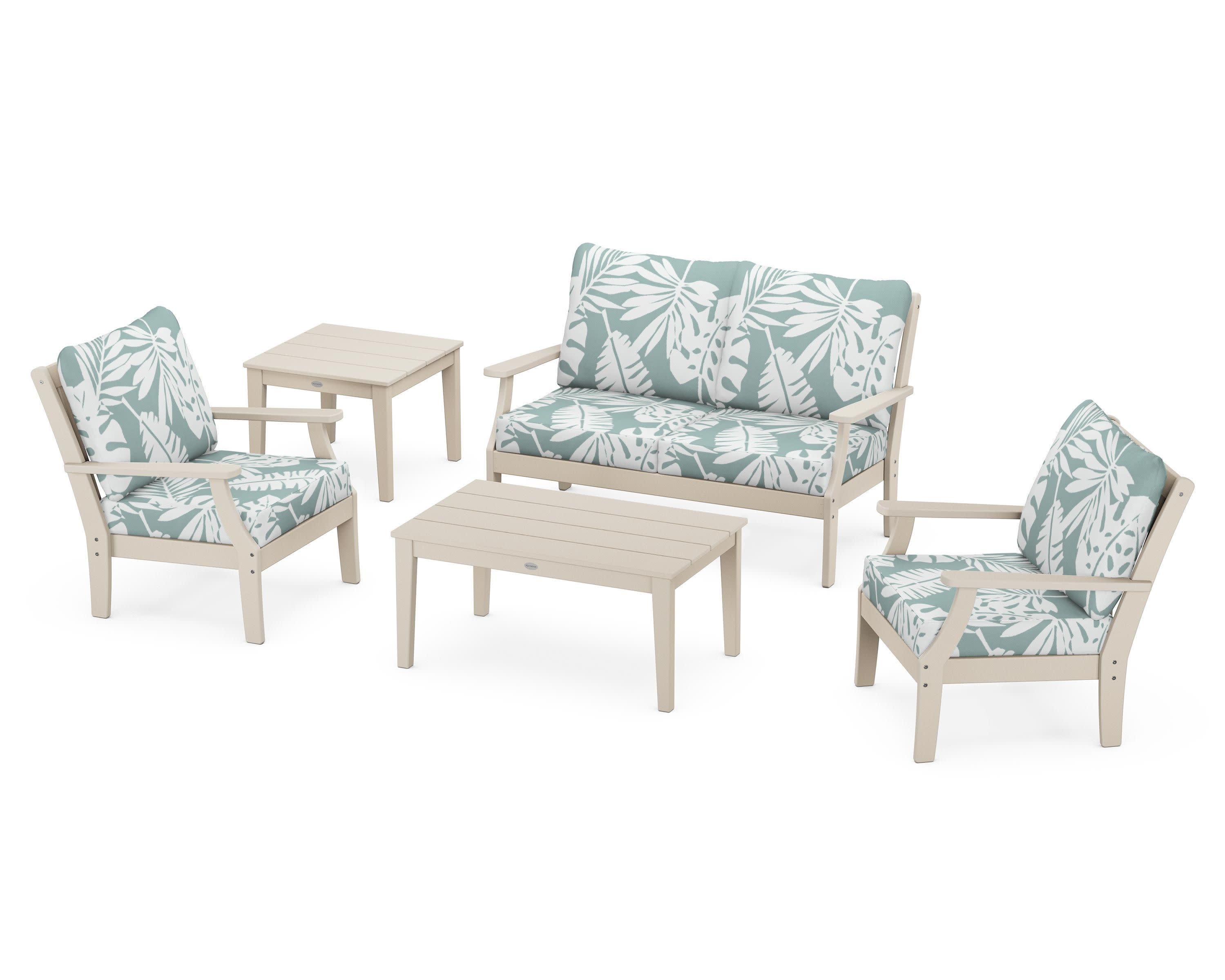 Braxton 5-Piece Deep Seating Set in Sand / Leaf Glacier Spa