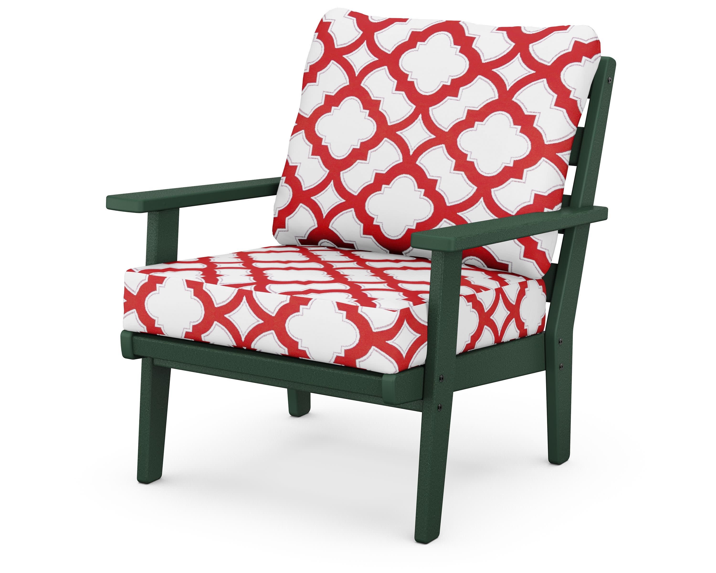 Grant Park Deep Seating Chair in Green / Trellis Crimson
