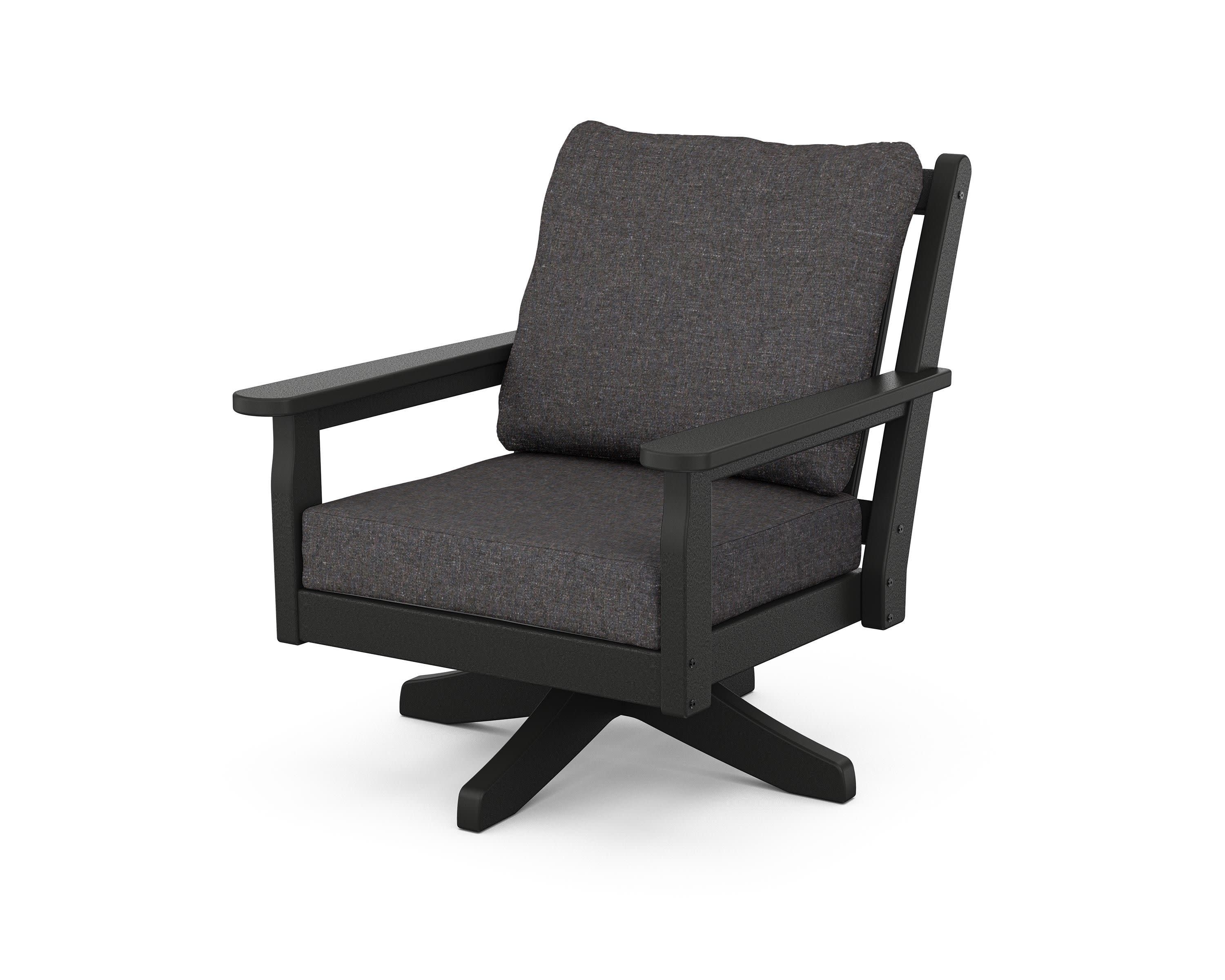 Chippendale Deep Seating Swivel Chair in Black / Ash Charcoal