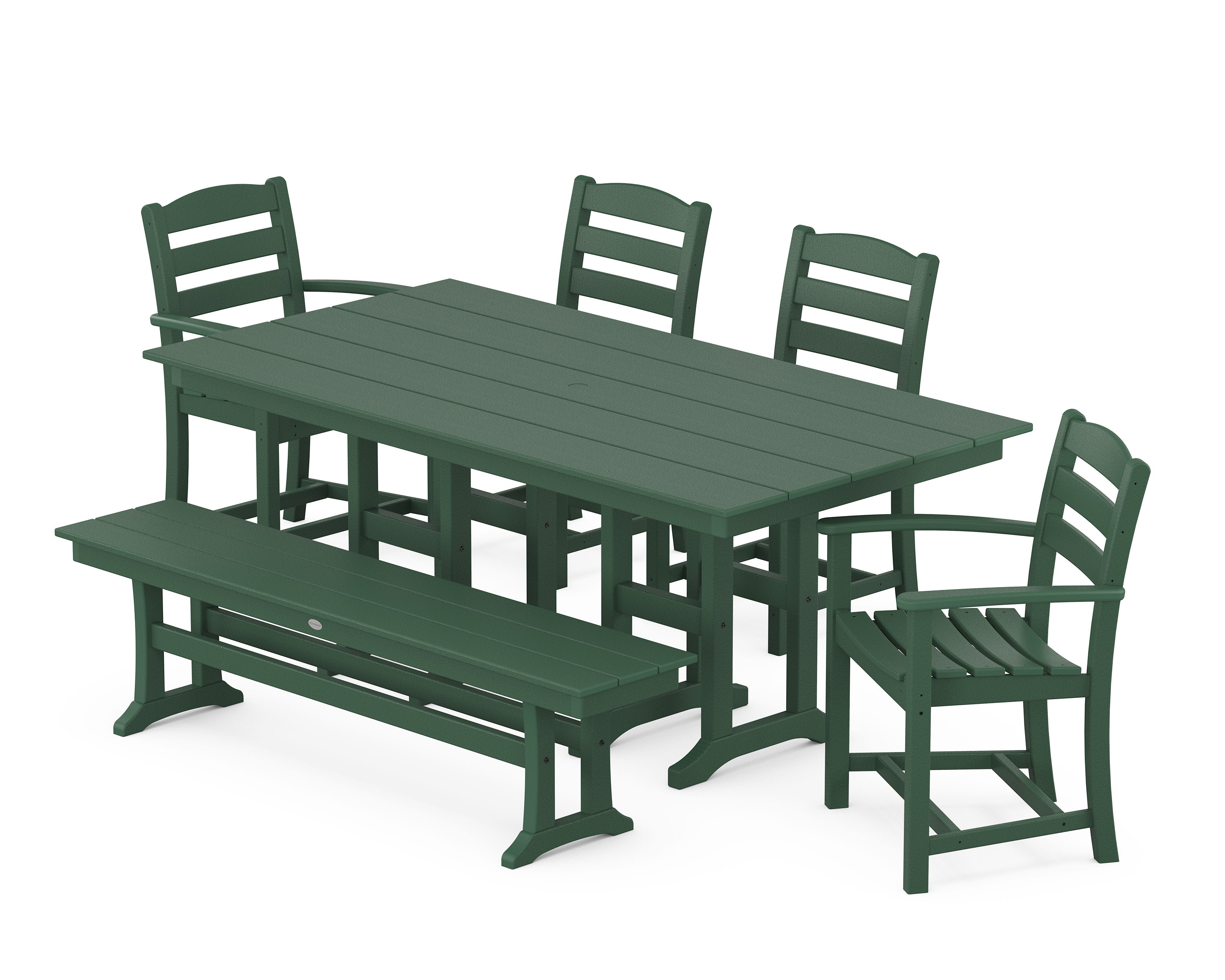 La Casa Caf 6-Piece Farmhouse Dining Set with Bench in Green