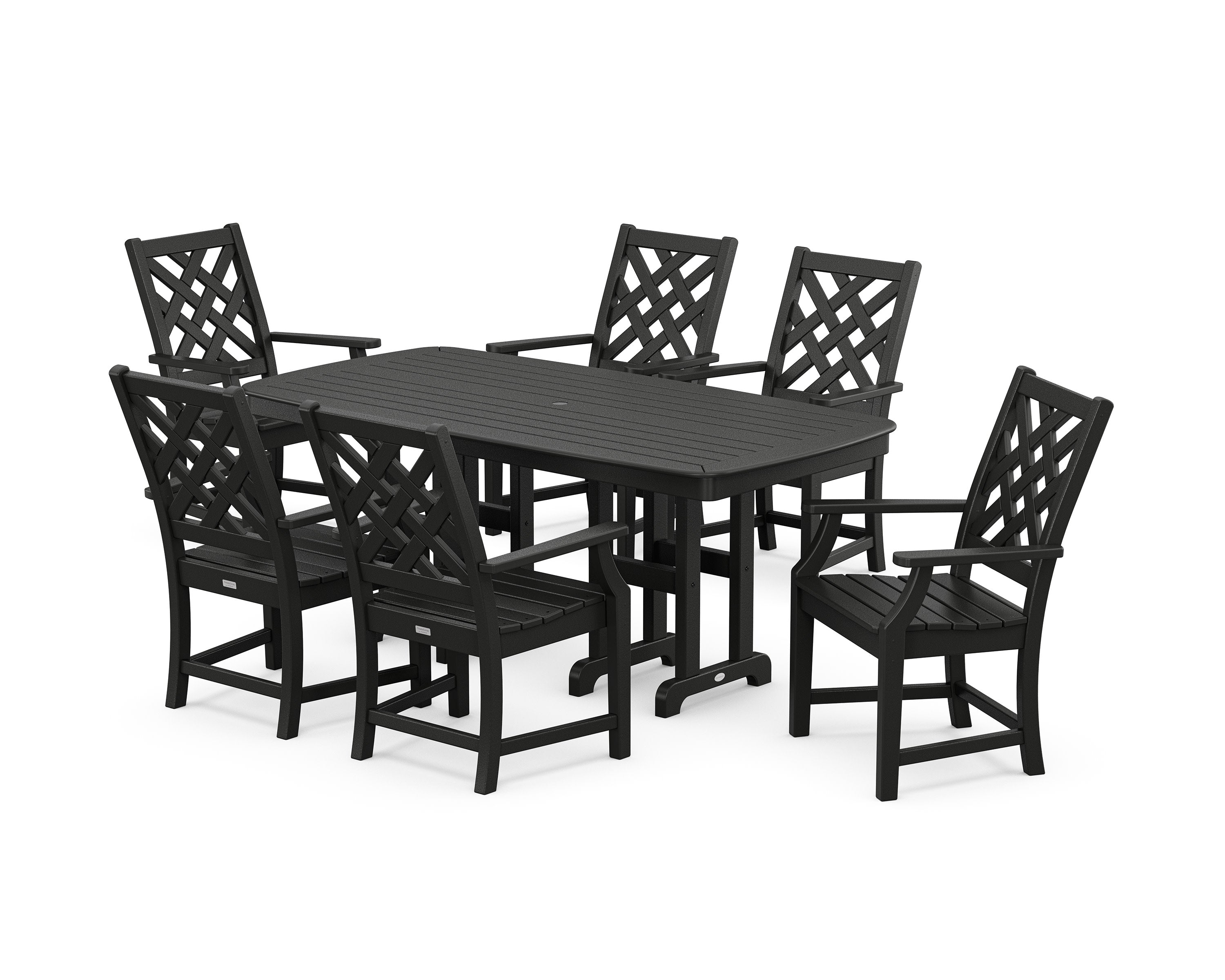 Wovendale Arm Chair 7-Piece Dining Set in Black