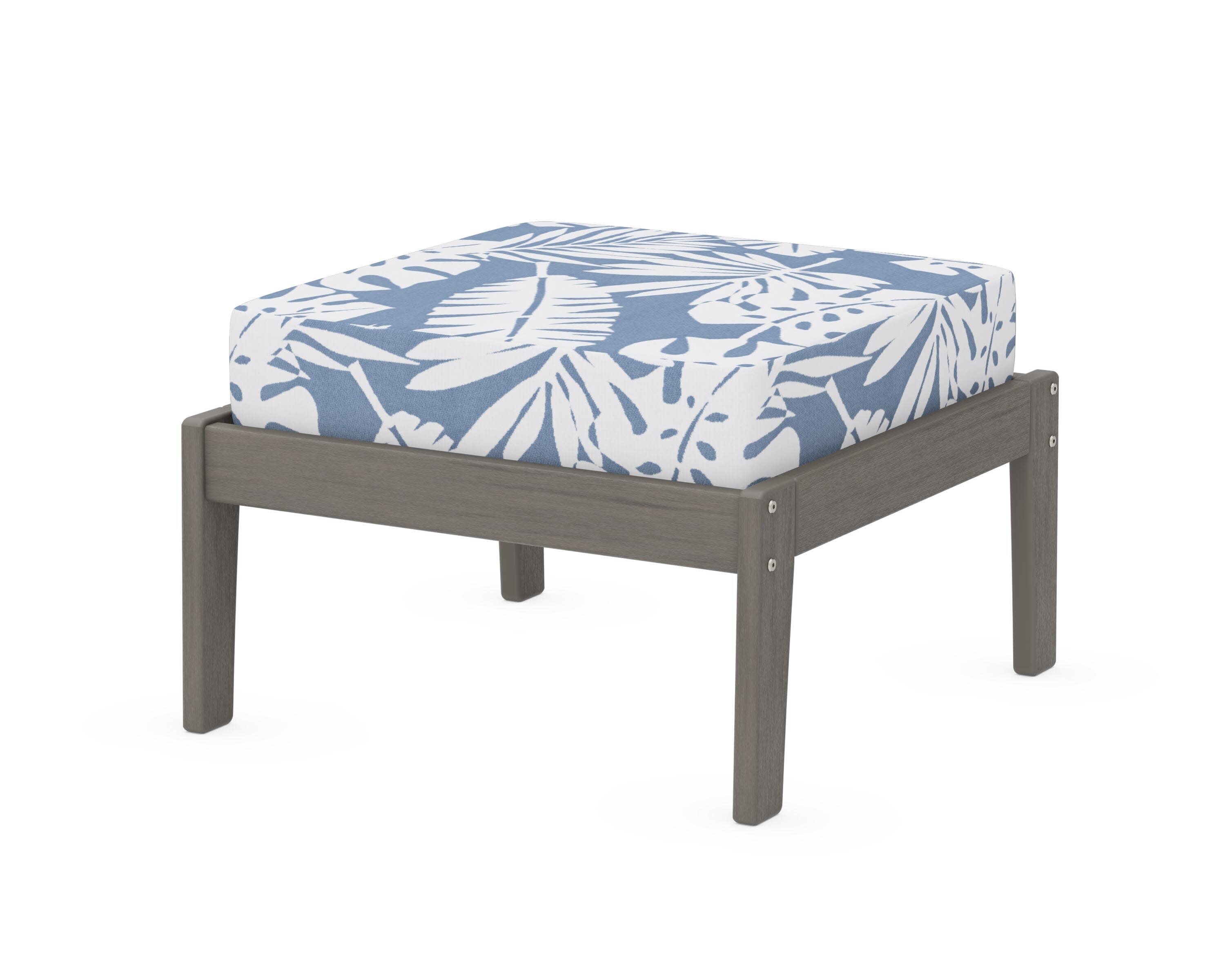 Deep Seating Ottoman in Driftwood / Leaf Sky Blue