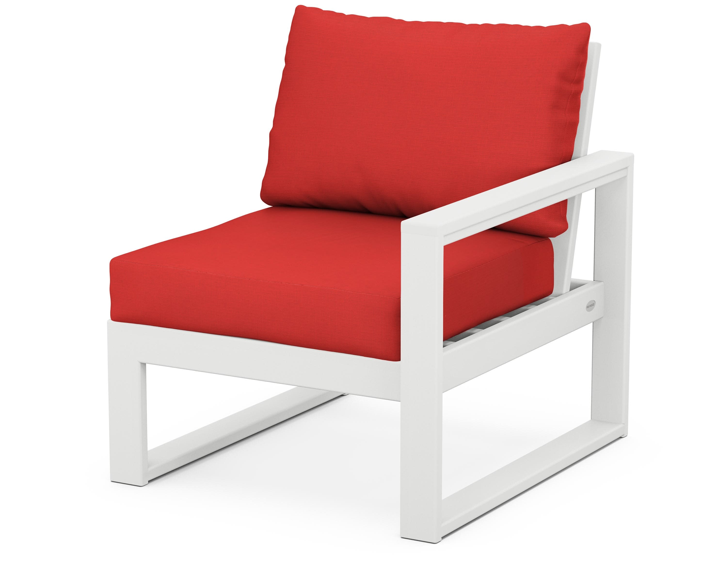 EDGE Modular Right Arm Chair in White / Crimson Linen