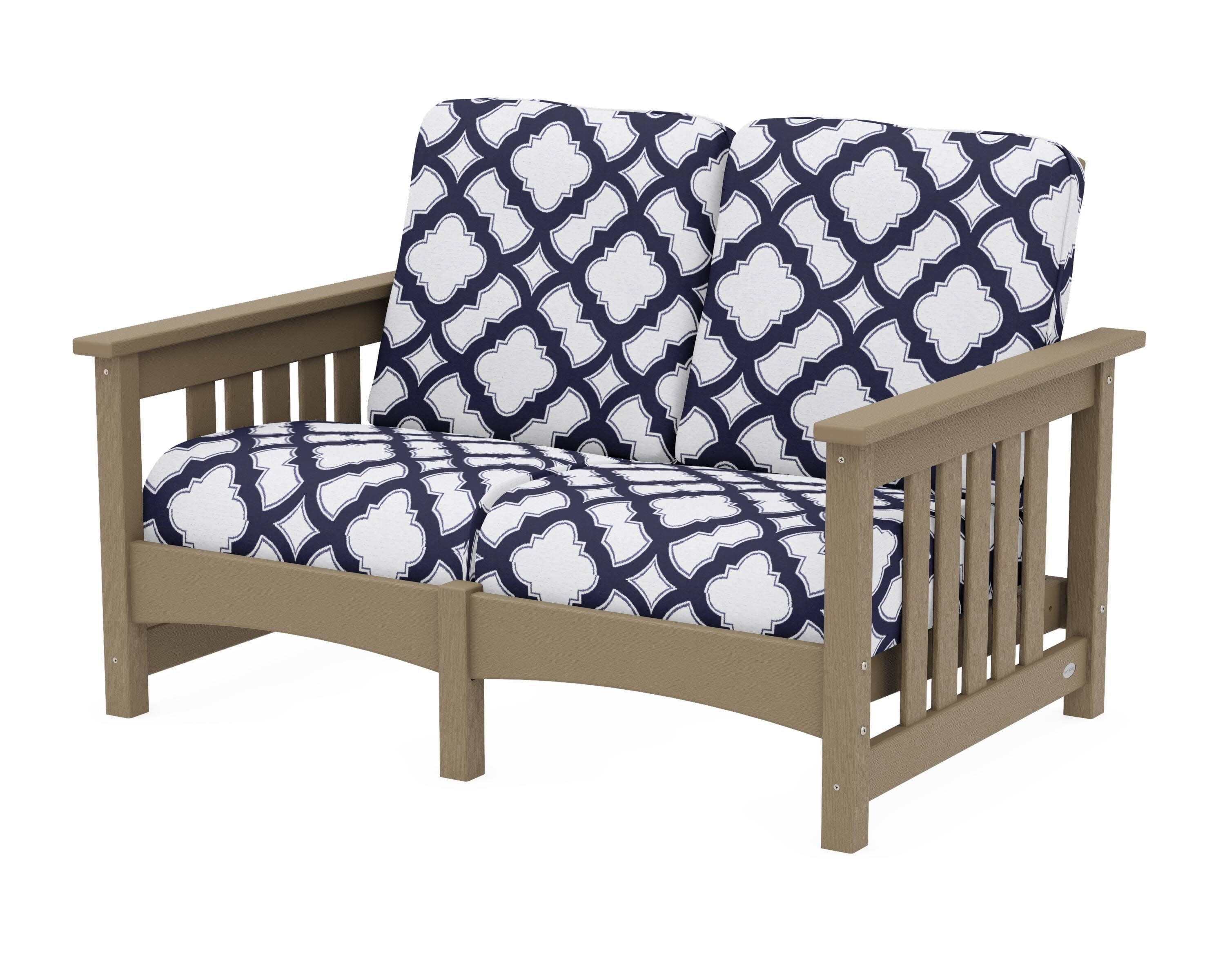 Club Mission Loveseat in Vintage Sahara / Trellis Navy