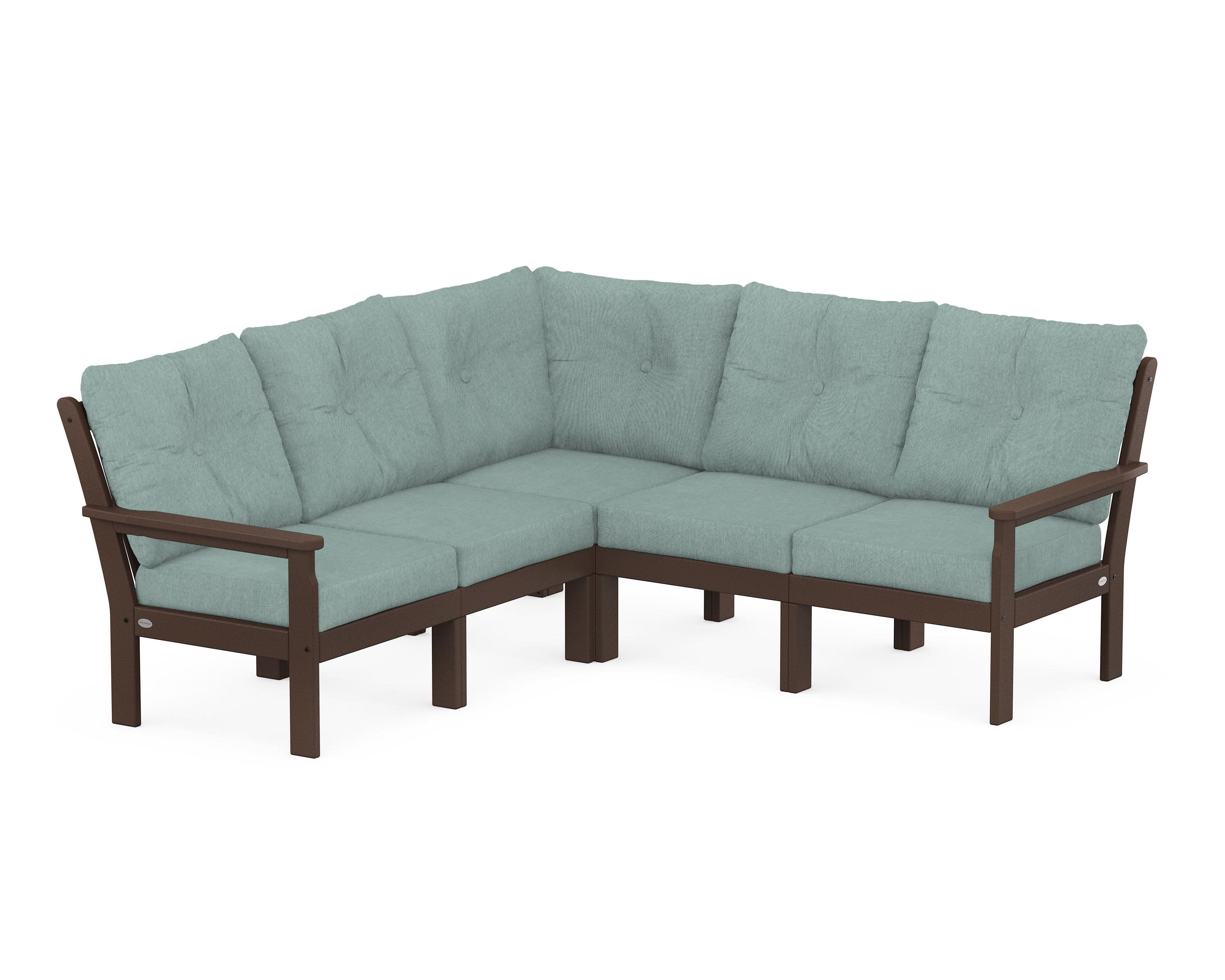 Vineyard 5-Piece Sectional in Mahogany / Glacier Spa