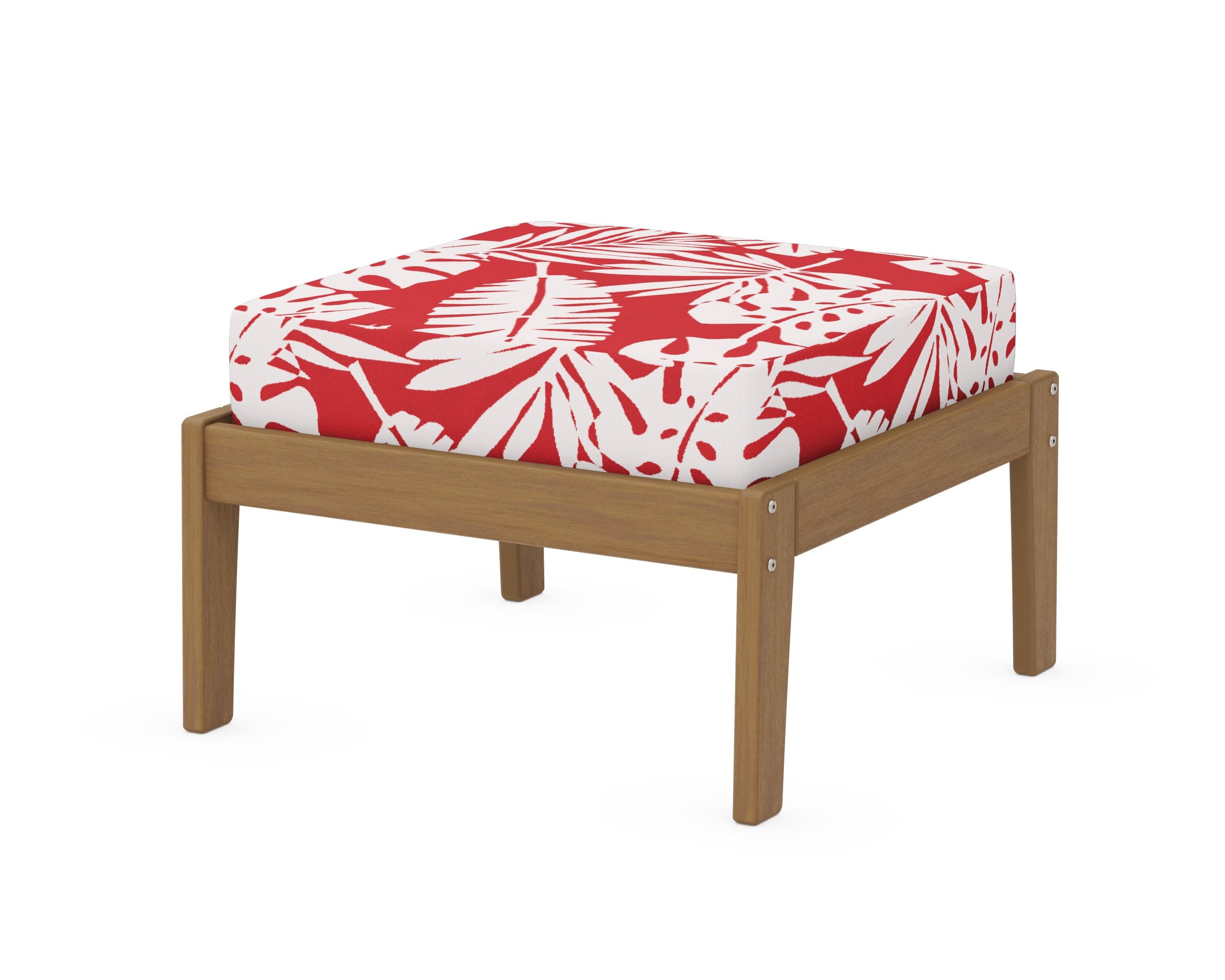 Deep Seating Ottoman in Natural / Leaf Crimson