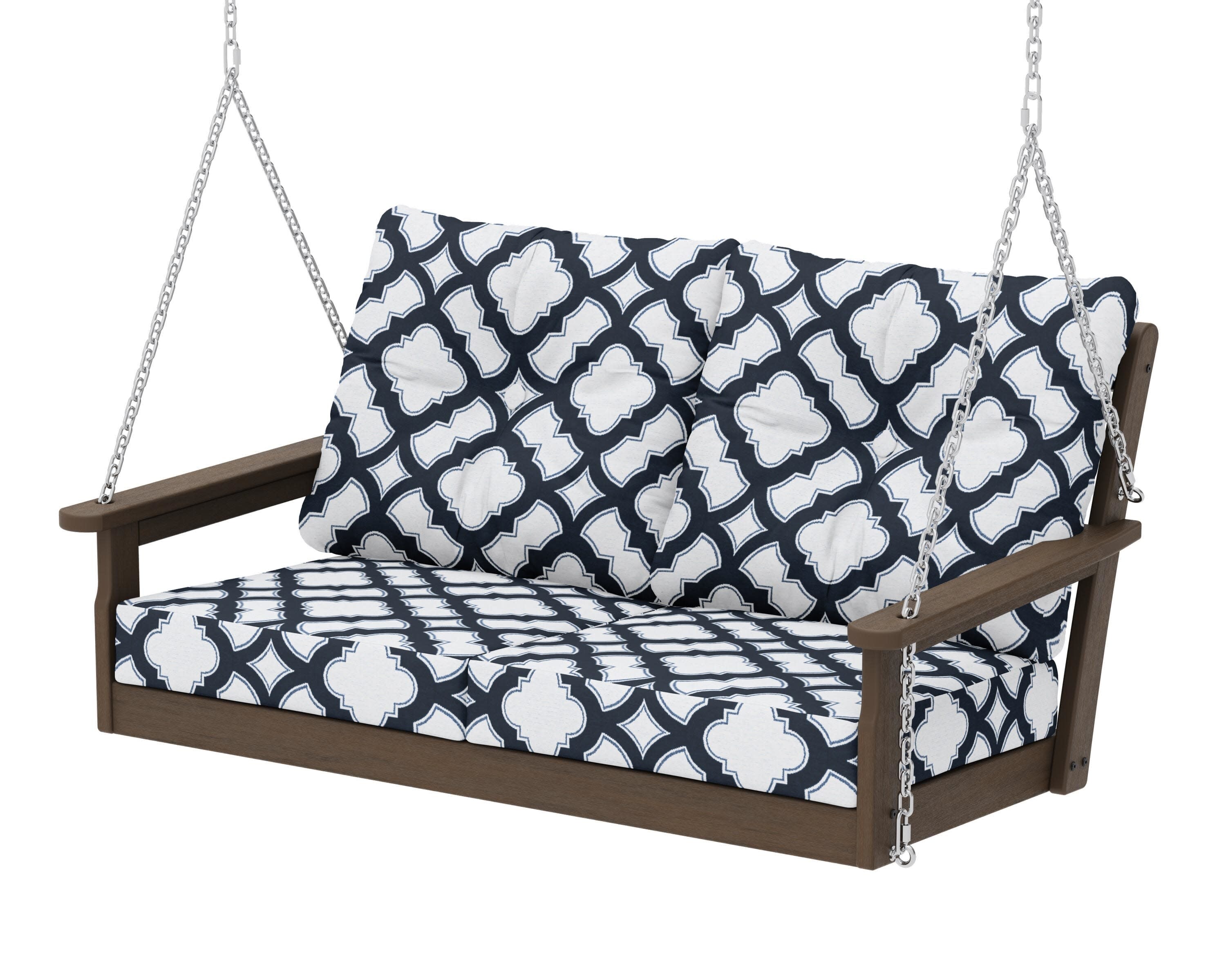 Vineyard Deep Seating Swing in Kona / Trellis Marine Indigo