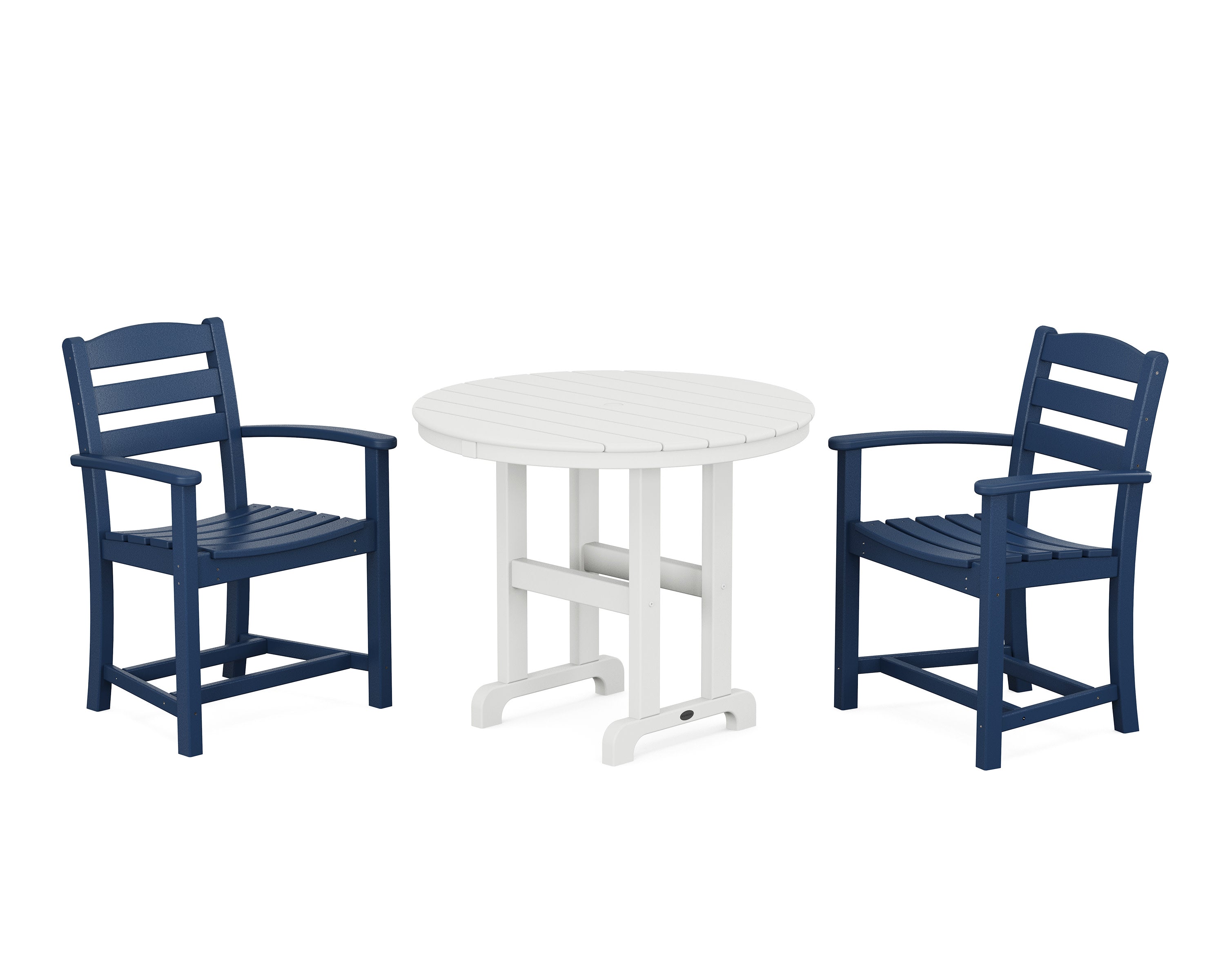 La Casa Caf 3-Piece Round Dining Set in Navy / White