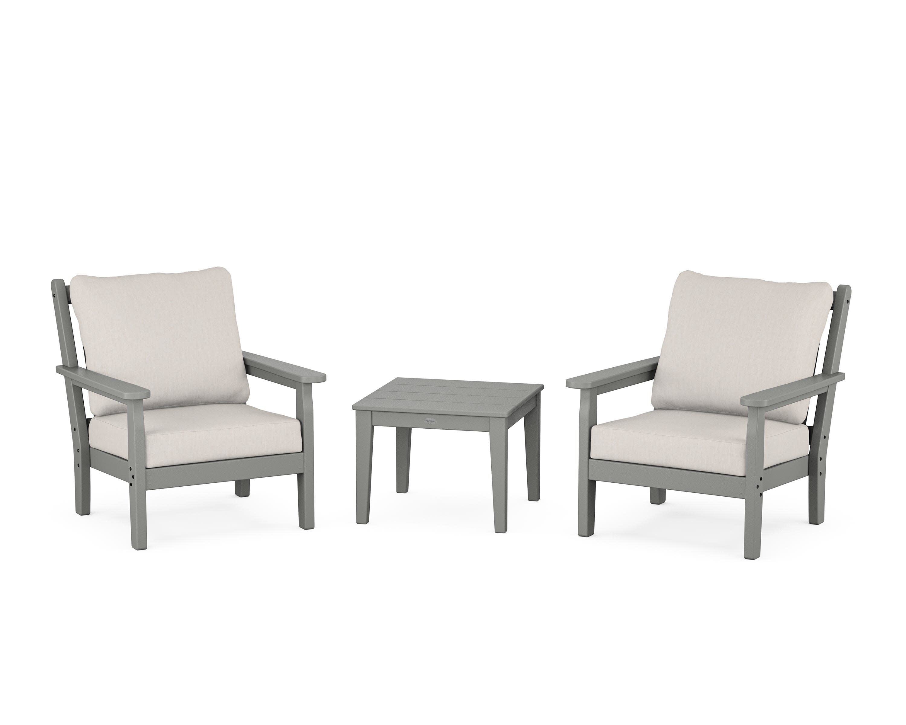 Chippendale 3-Piece Deep Seating Set in Slate Grey / Cast Ash