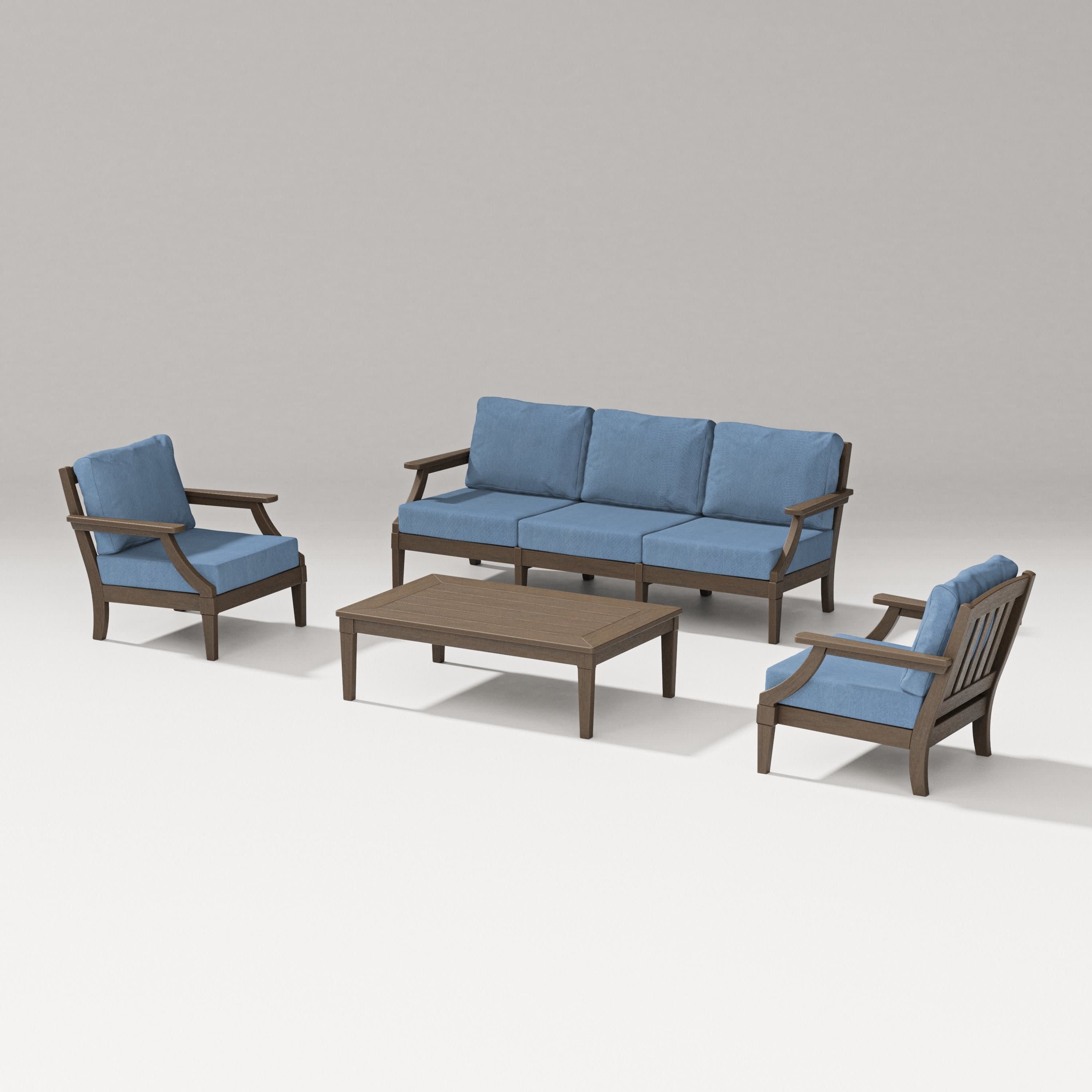 Estate 4-Piece Lounge Sofa Set in Kona / Sky Blue