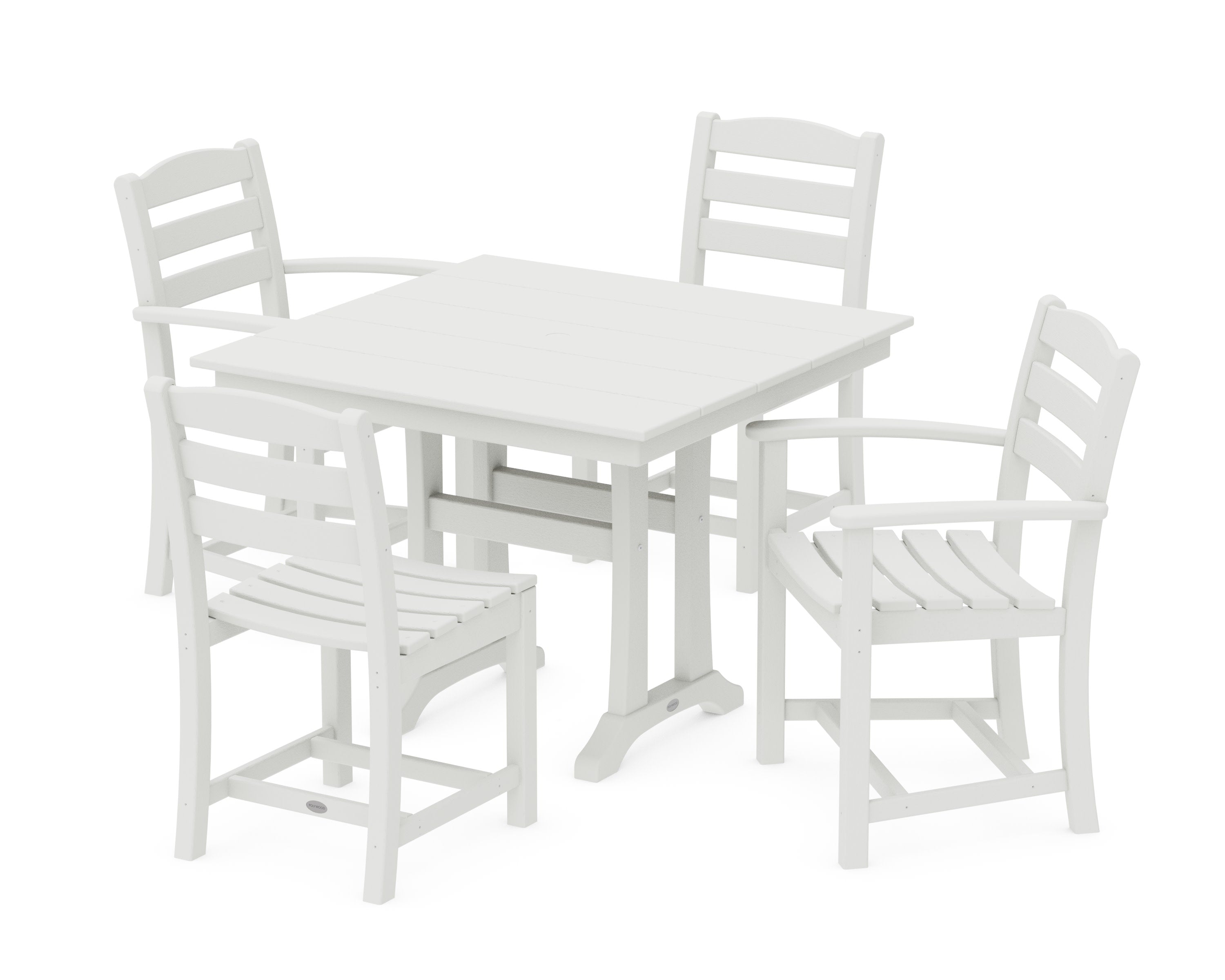 La Casa Caf 5-Piece Farmhouse Dining Set with Trestle Legs in Vintage White