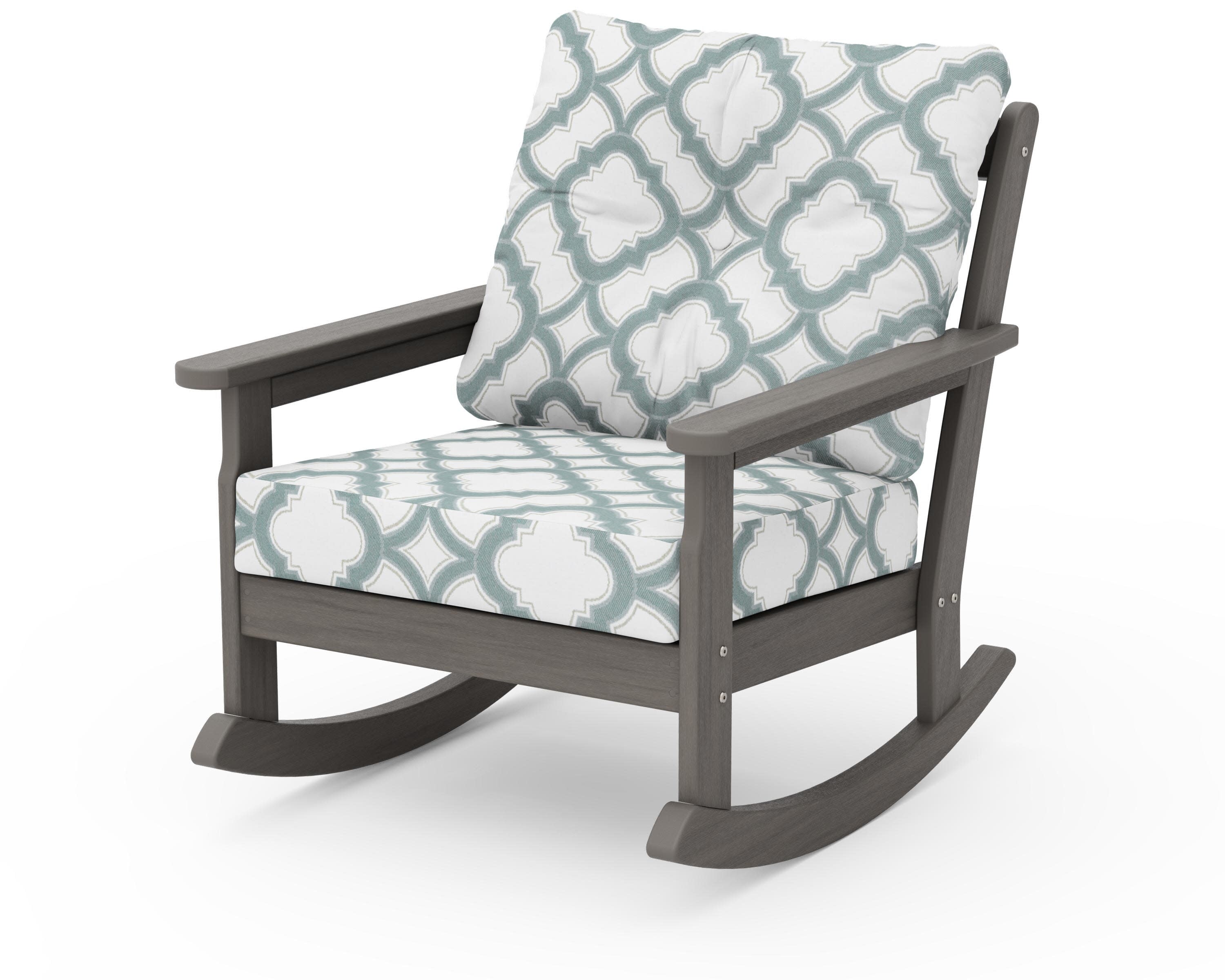 Vineyard Deep Seating Rocking Chair in Driftwood / Trellis Glacier Spa