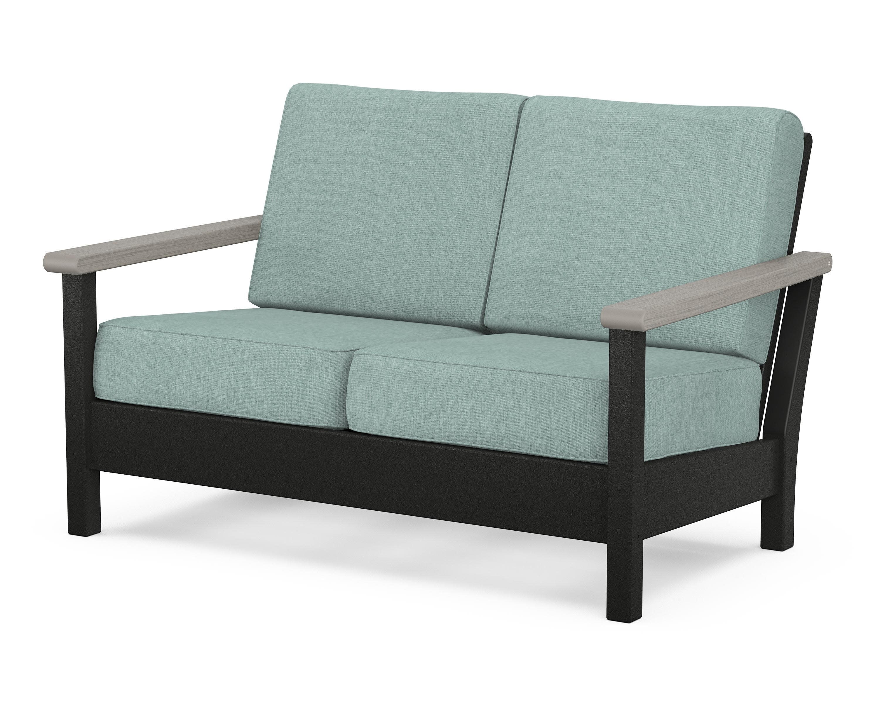 Harbour Deep Seating Loveseat in Black / Driftwood / Glacier Spa