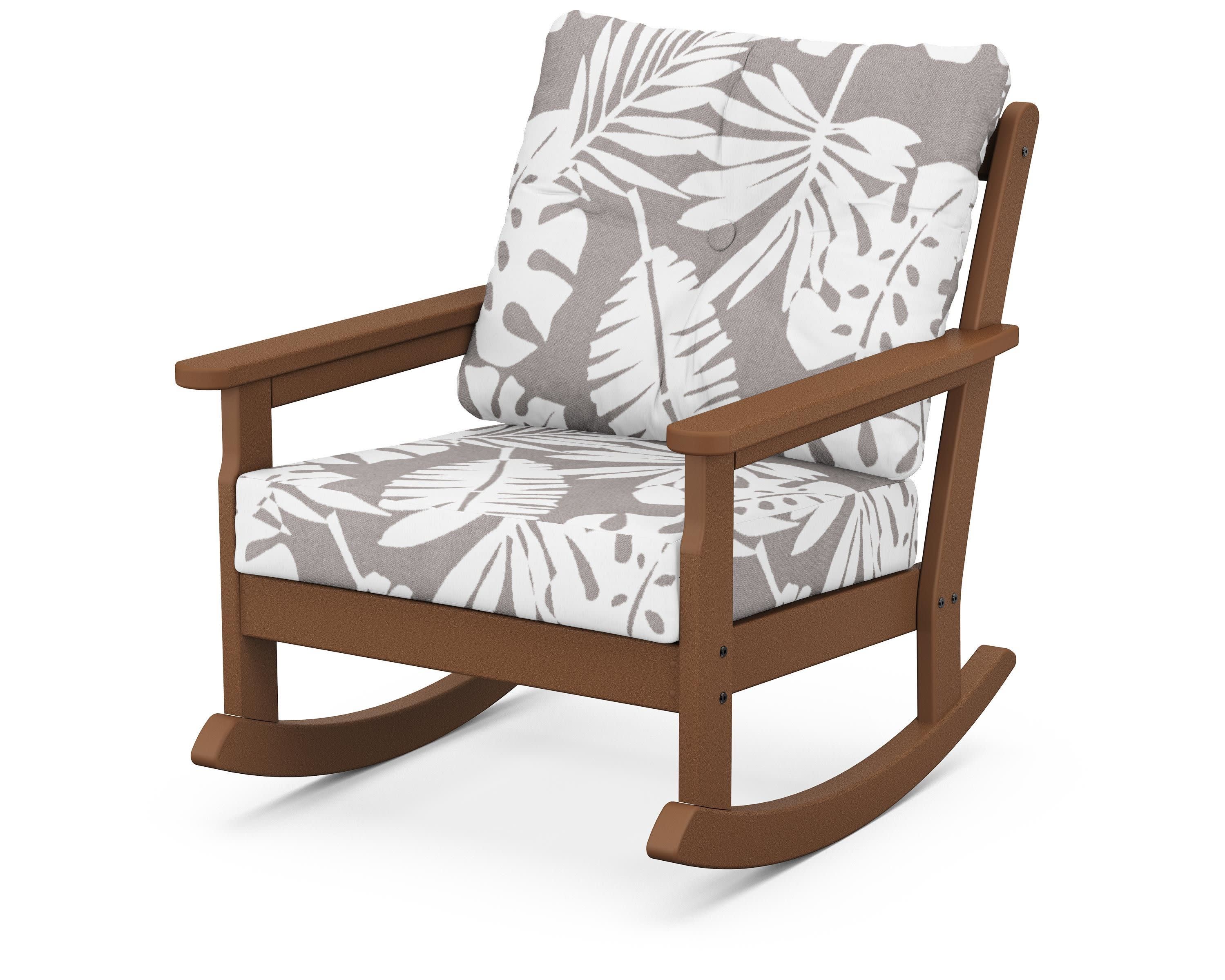 Vineyard Deep Seating Rocking Chair in Teak / Leaf Grey Mist