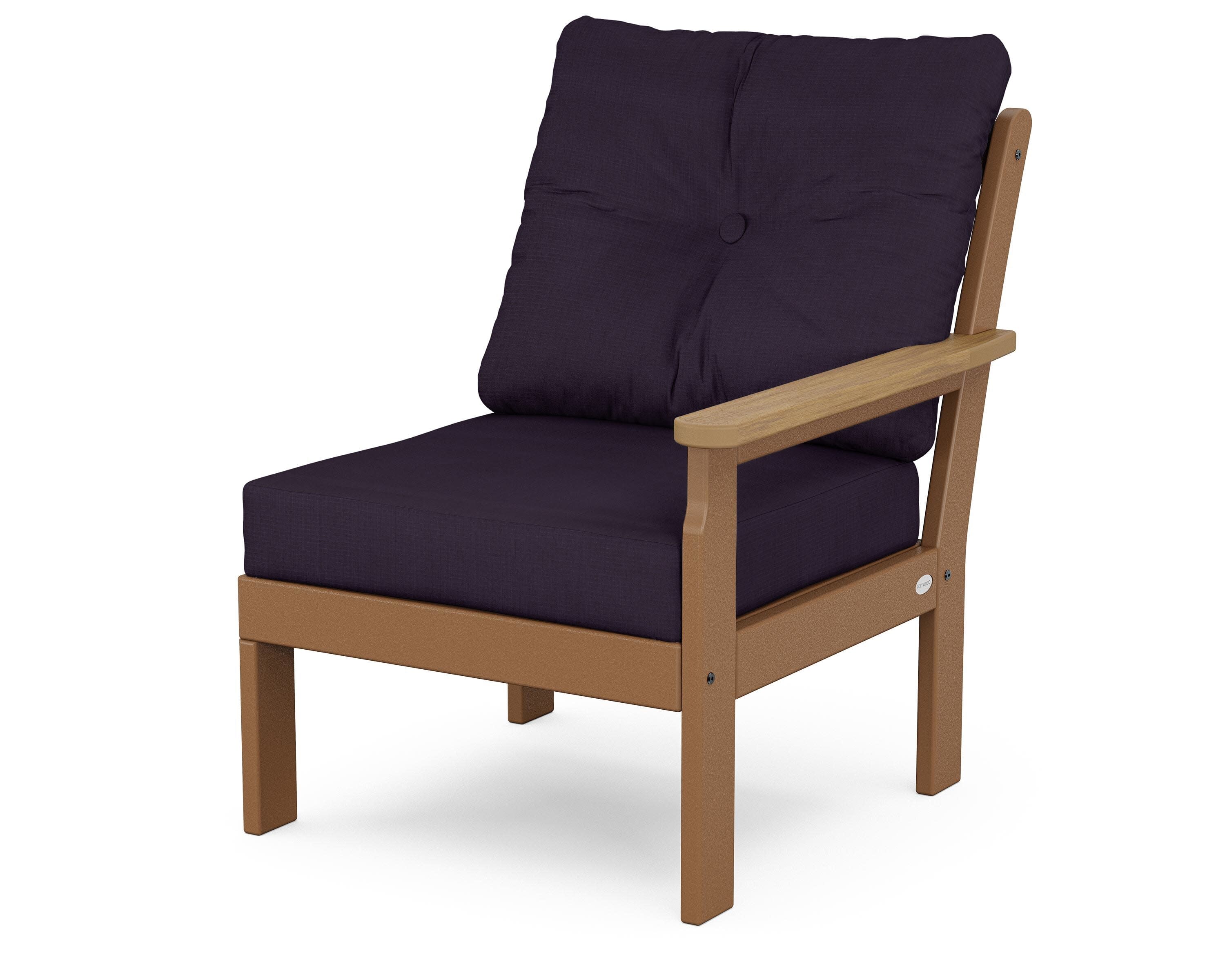 Vineyard Modular Right Arm Chair in Teak / Natural / Navy Linen