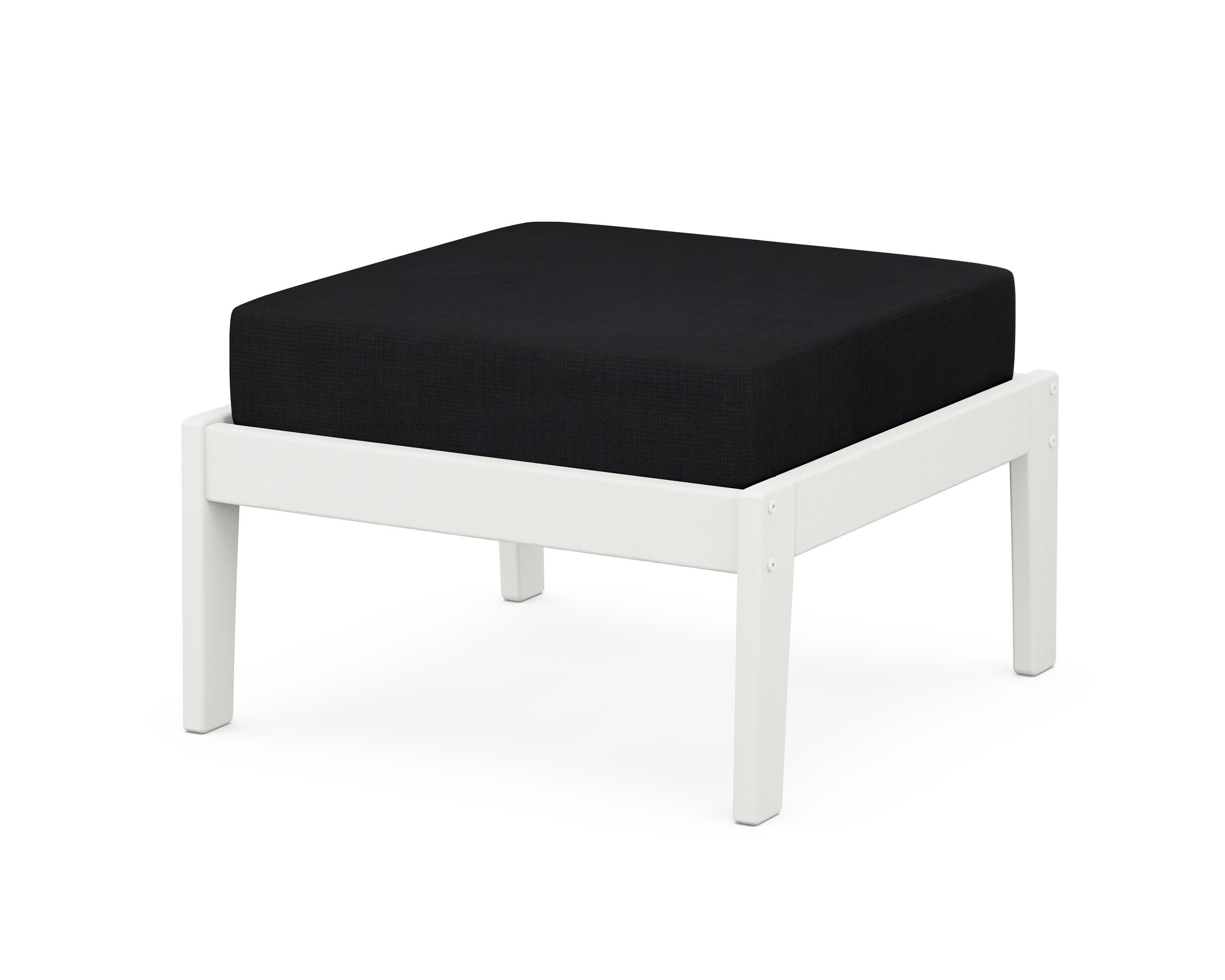 Deep Seating Ottoman in Vintage White / Midnight Linen