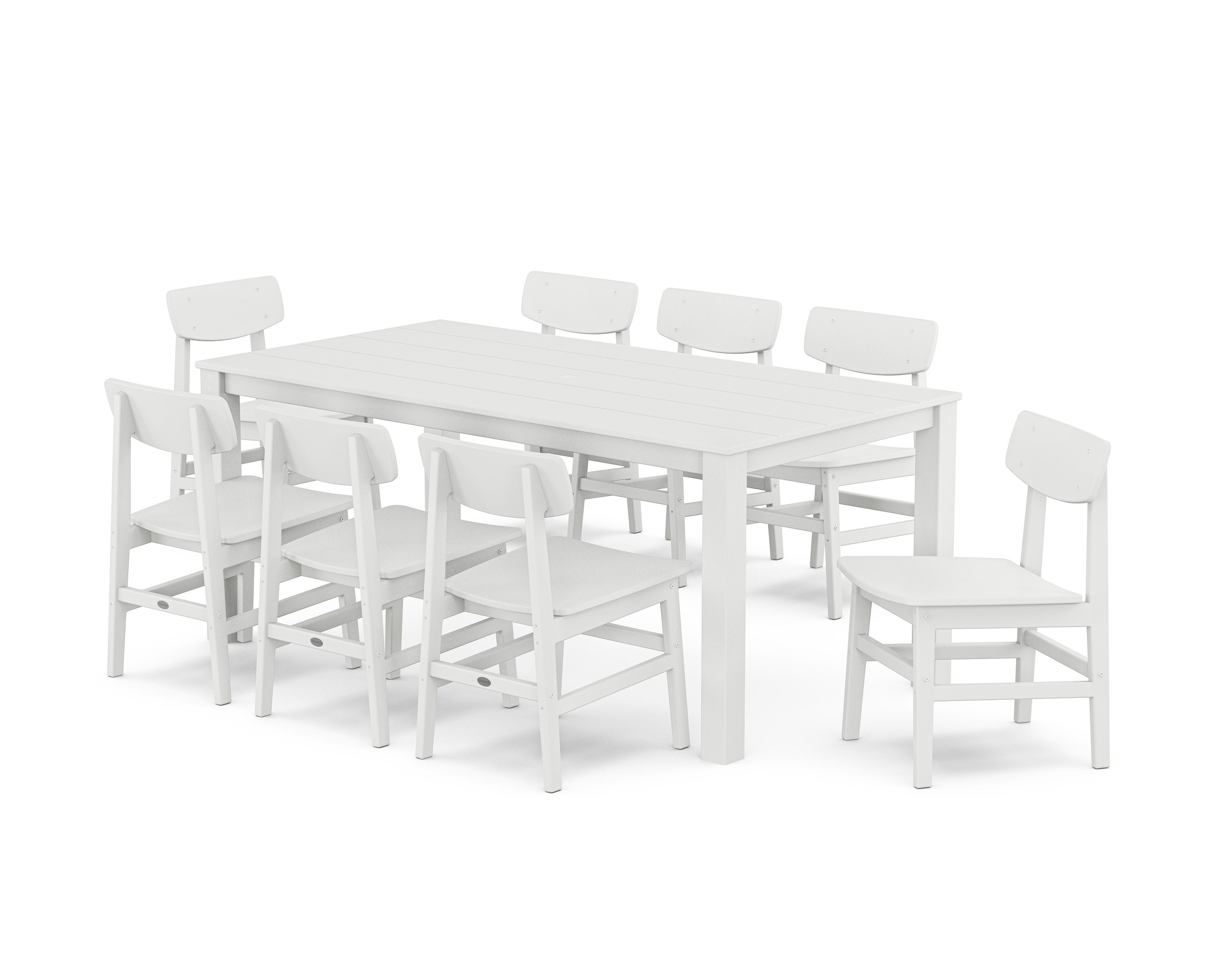 Modern Studio Urban Chair 9-Piece Parsons Dining Set in White