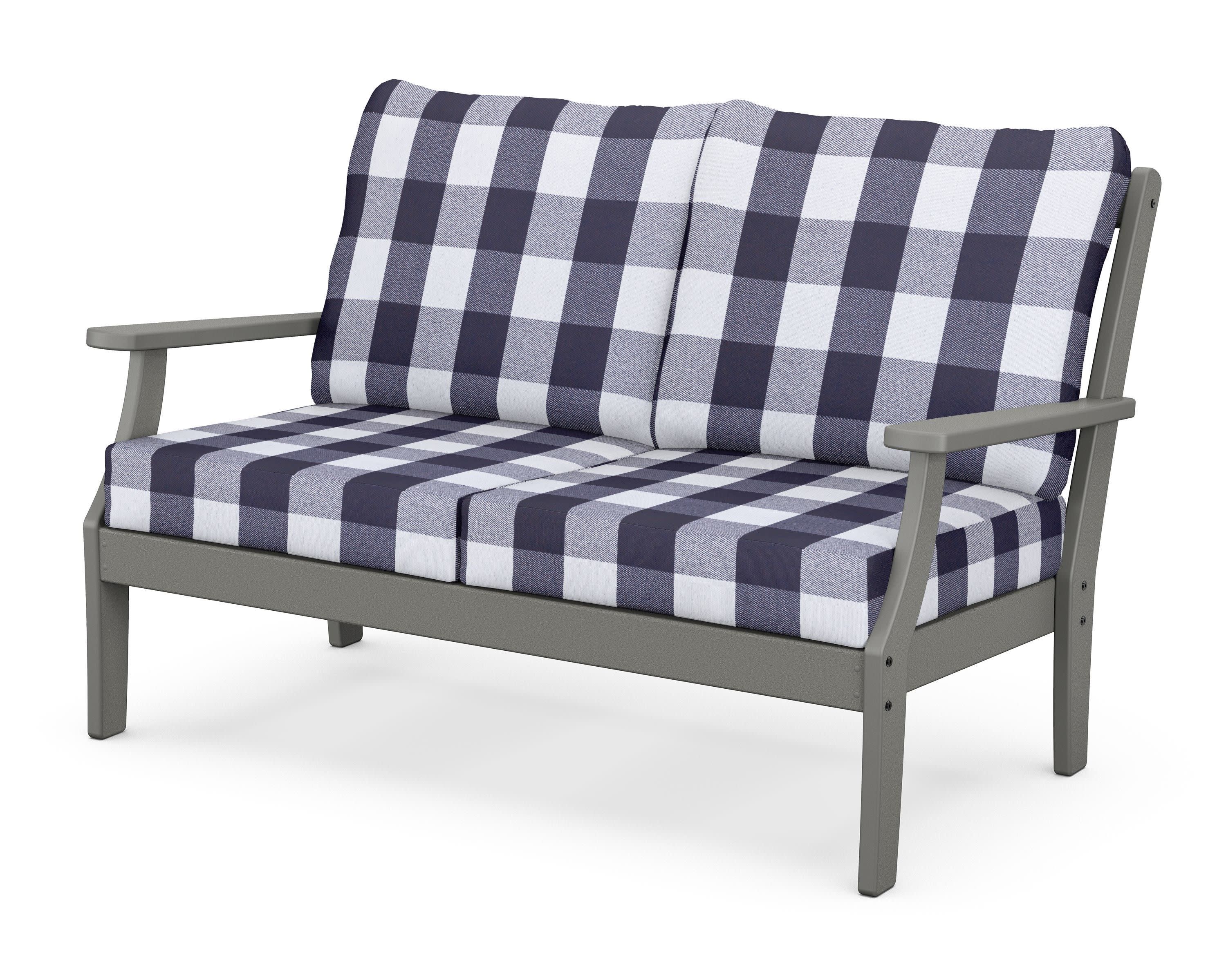 Braxton Deep Seating Loveseat in Slate Grey / Buffalo Plaid Navy