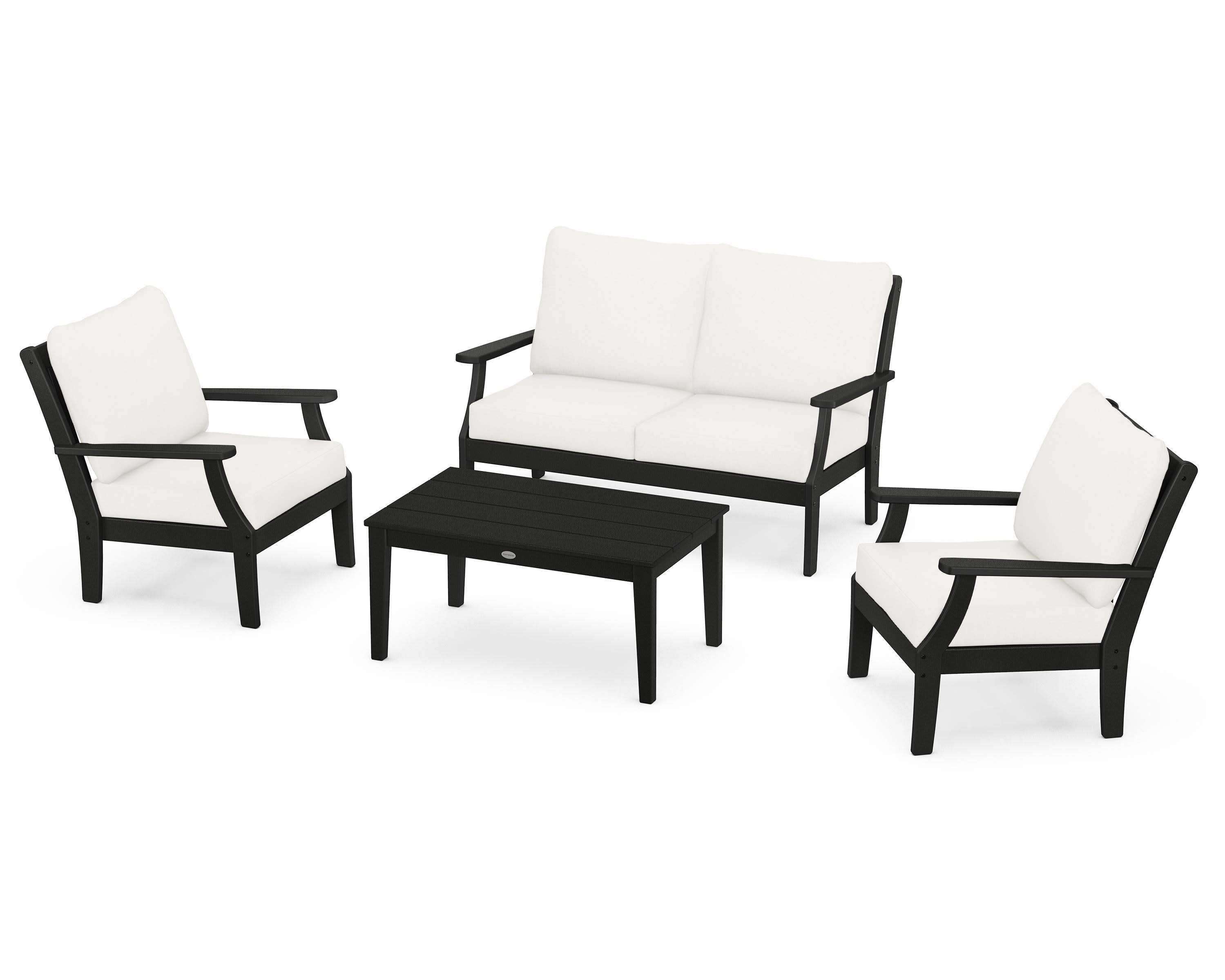Braxton 4-Piece Deep Seating Chair Set in Black / Natural Linen