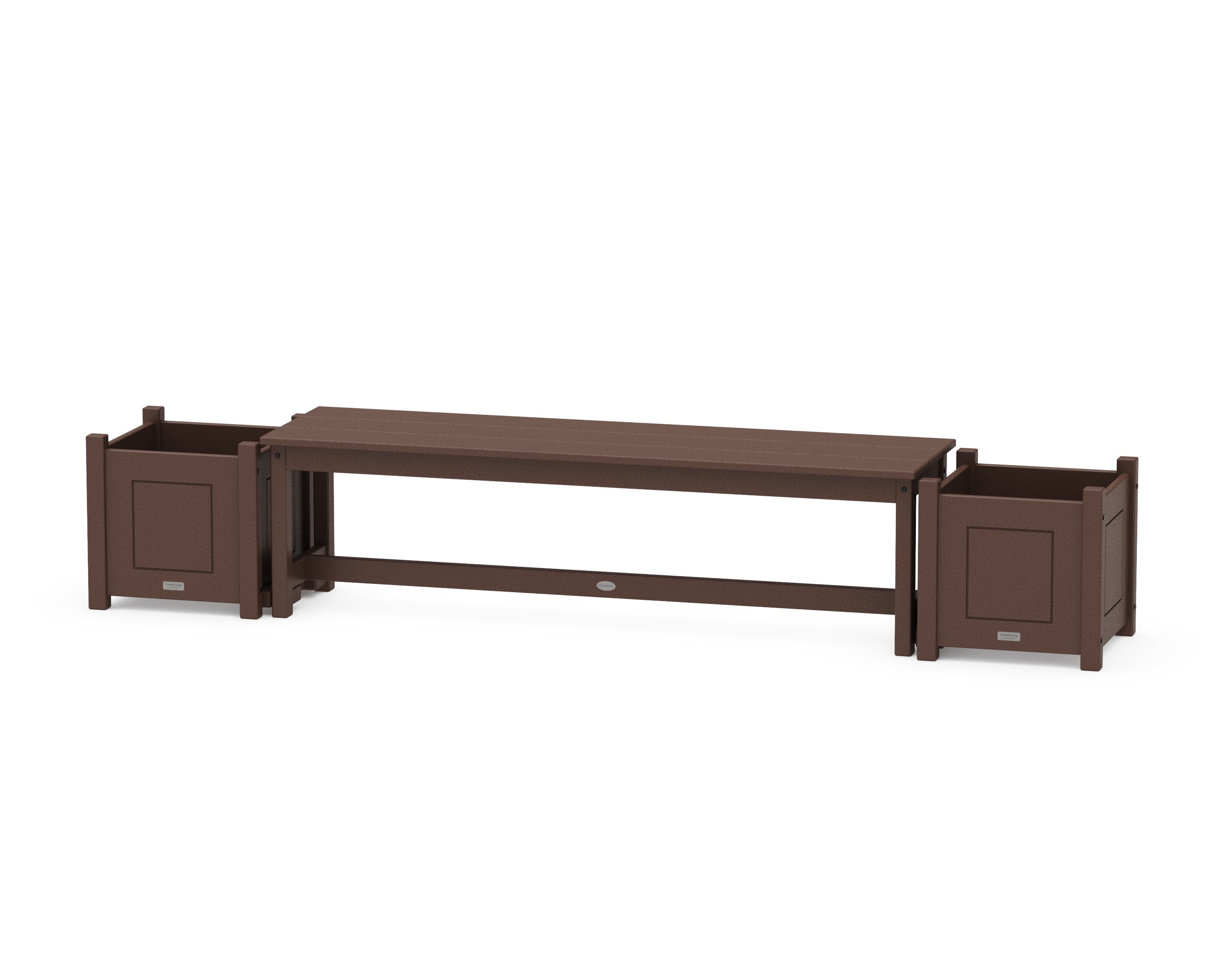 60" Country Living Straight Planter Bench Set in Mahogany