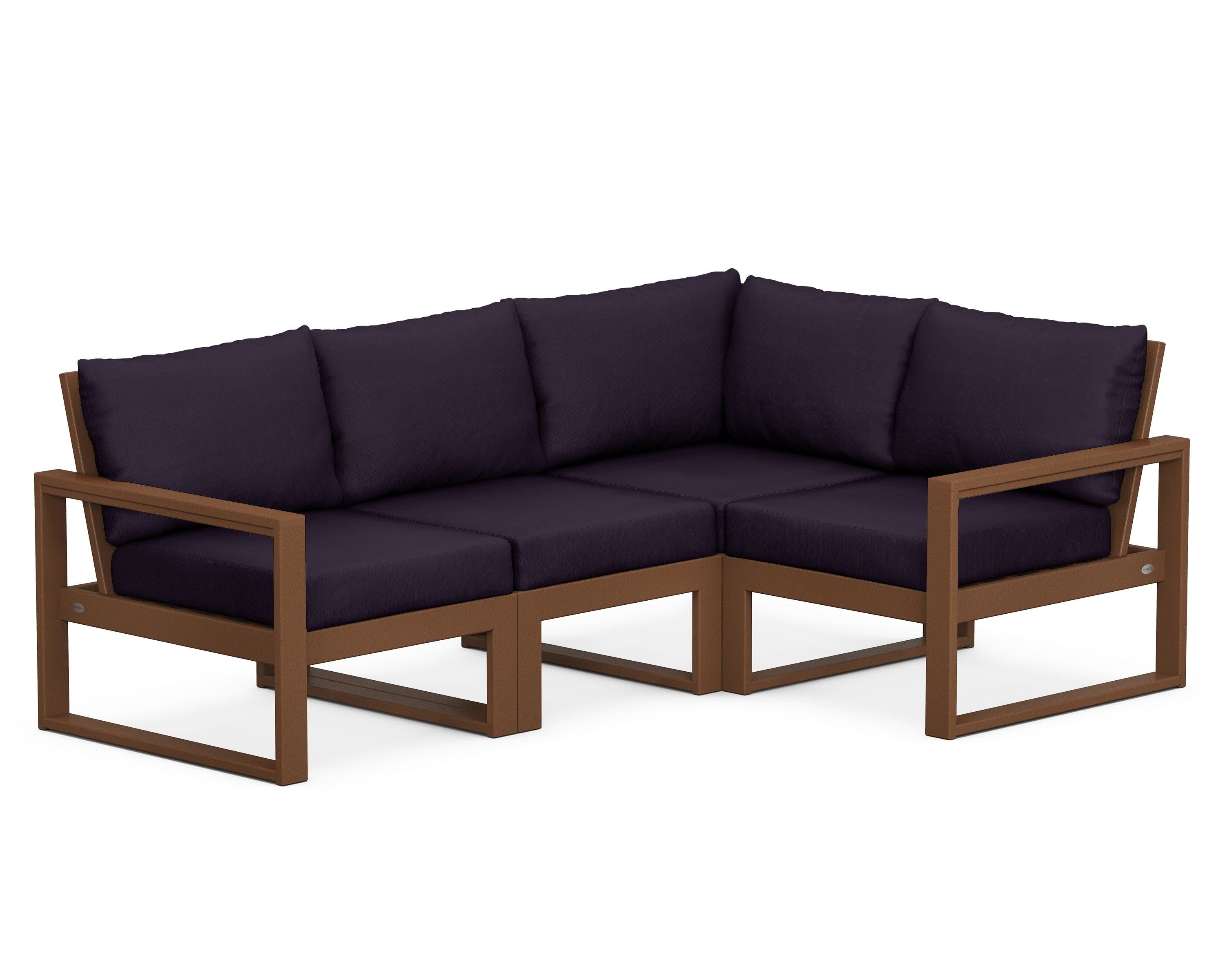 EDGE 4-Piece Modular Deep Seating Set in Teak / Navy Linen