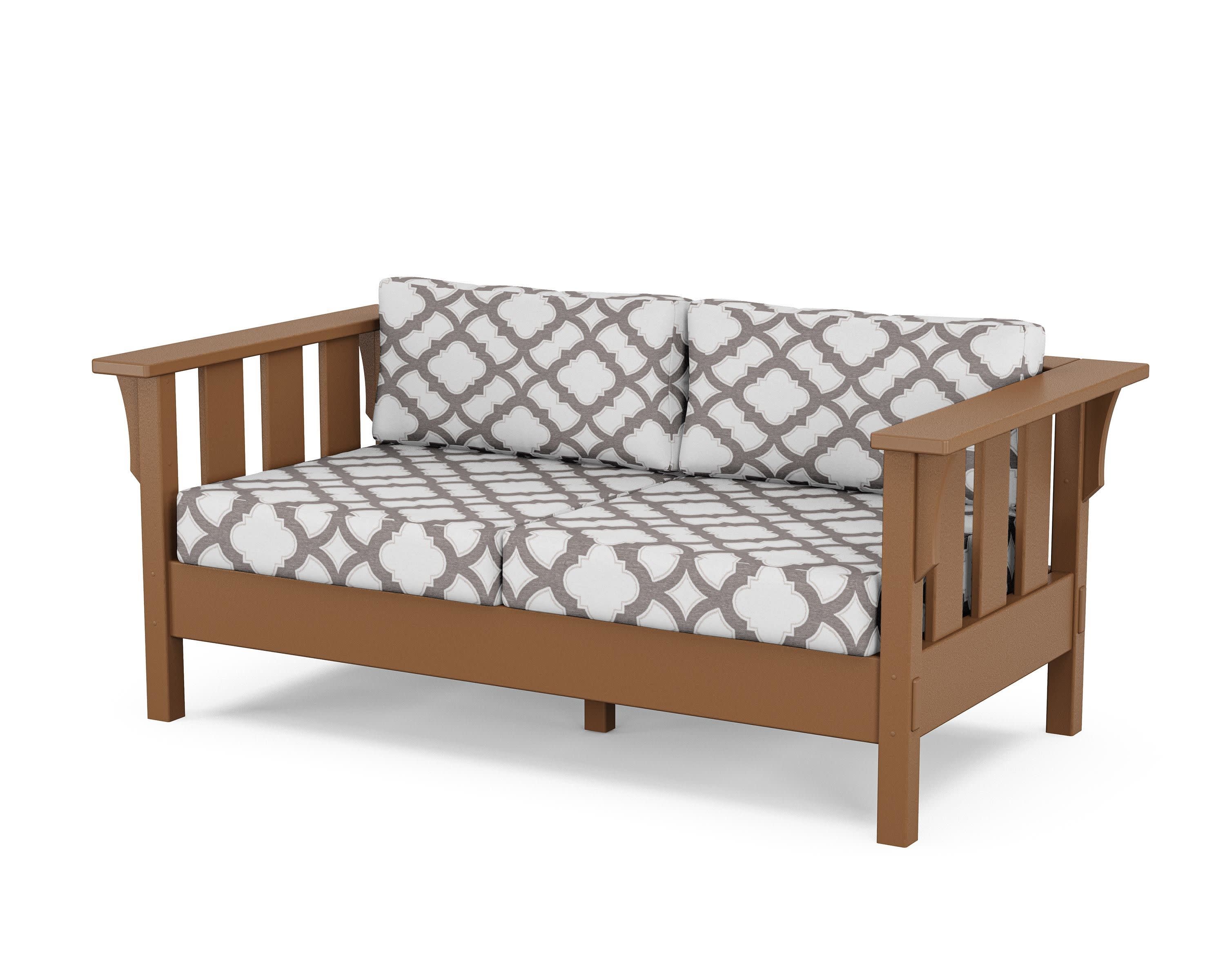 Acadia Deep Seating Loveseat in Teak / Trellis Grey Mist