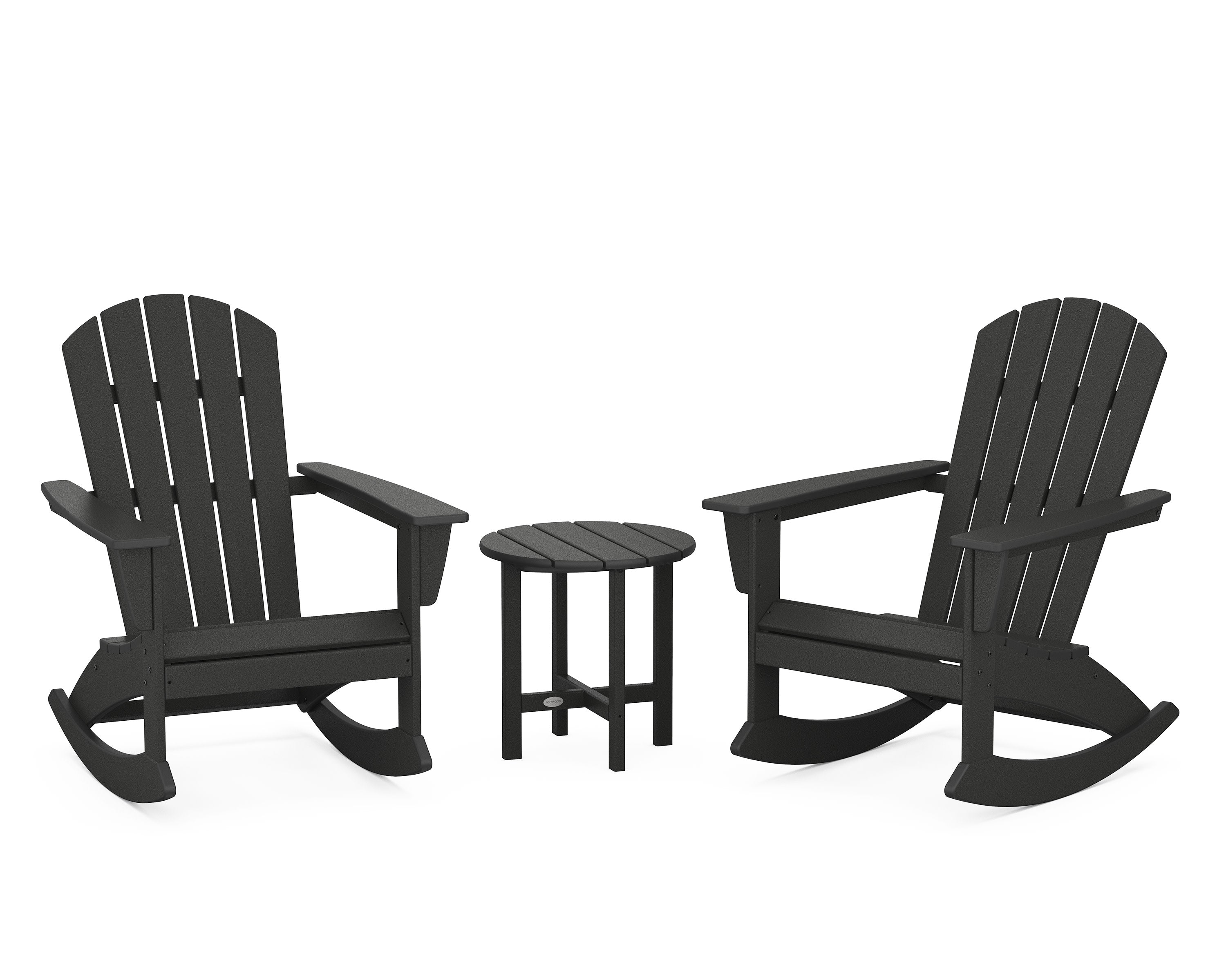 Nautical 3-Piece Adirondack Rocking Chair Set in Black