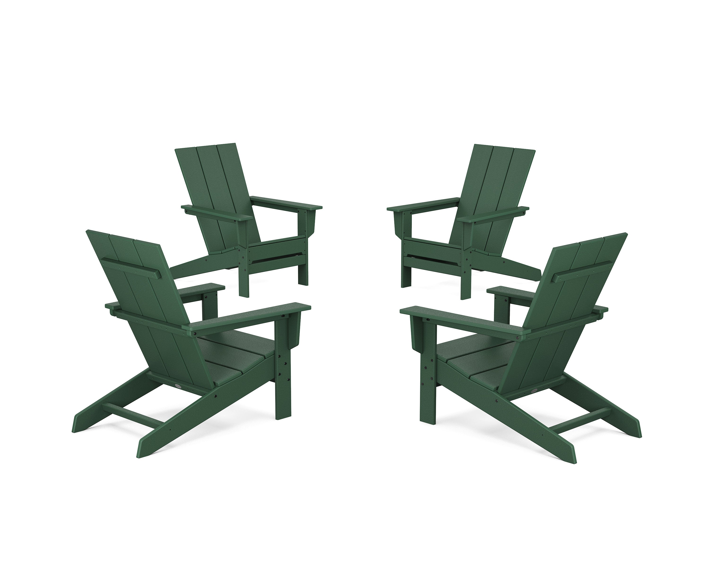 4-Piece Modern Studio Adirondack Chair Conversation Set in Green