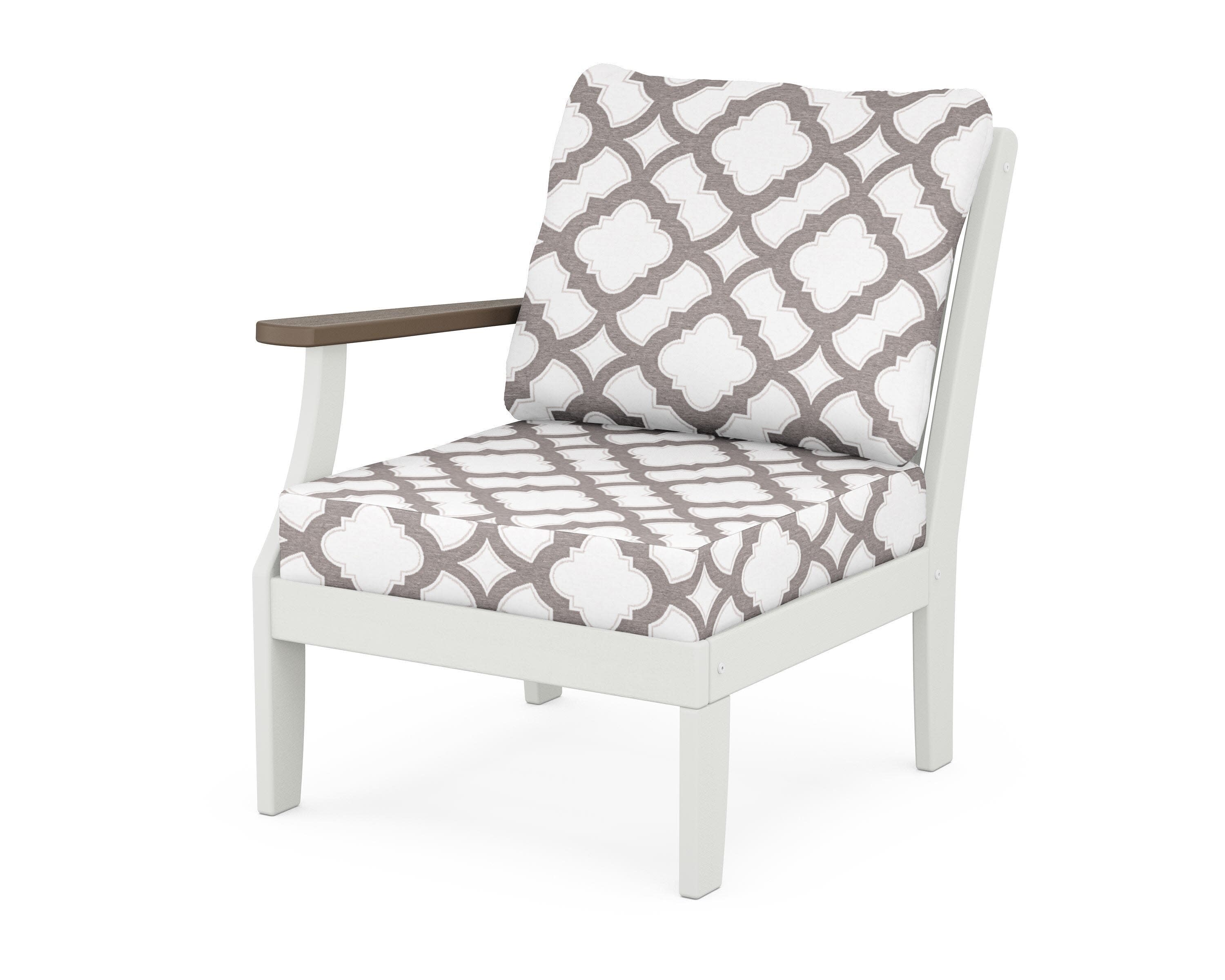 Braxton Modular Left Arm Chair in White / Kona / Trellis Grey Mist