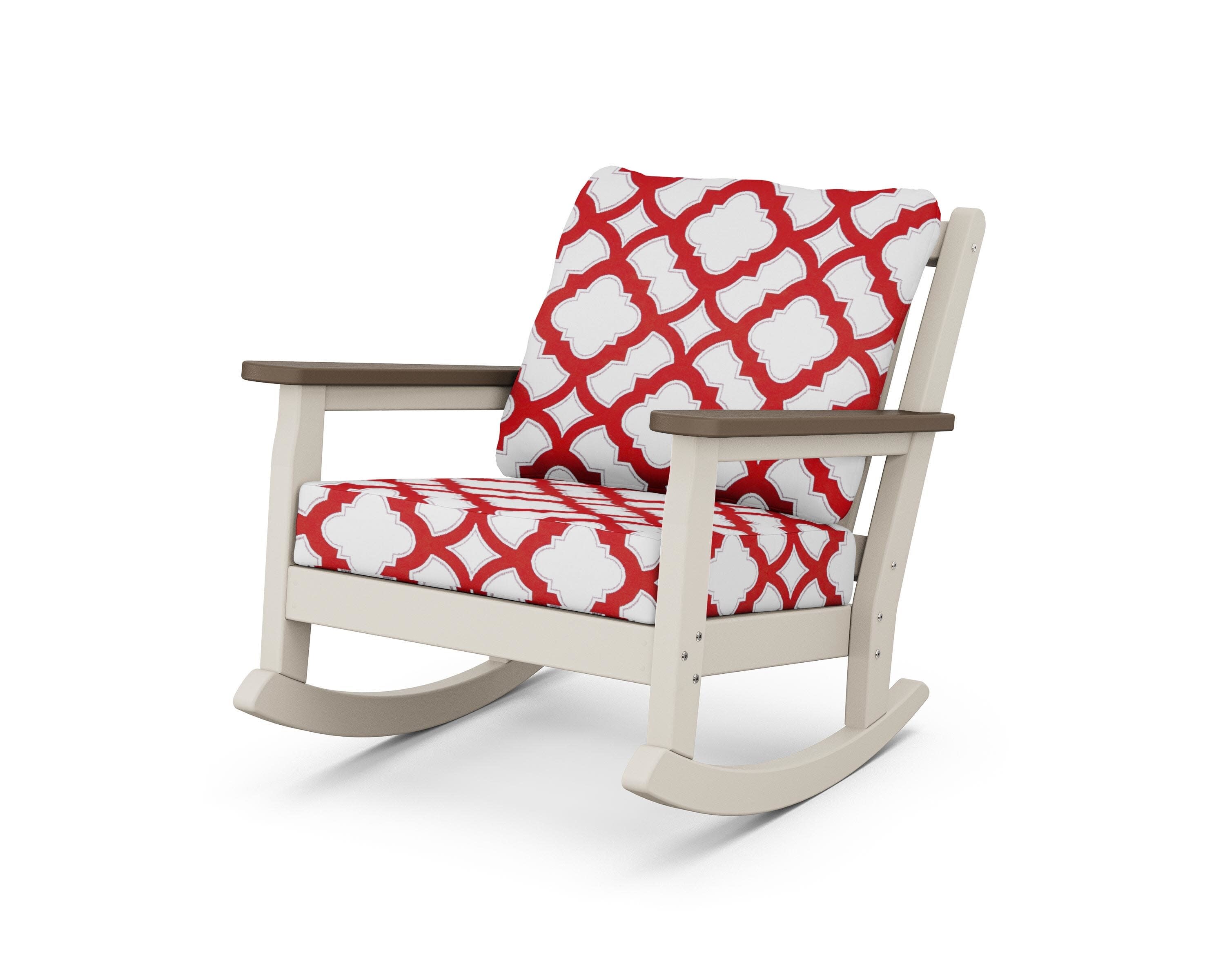 Chippendale Deep Seating Rocking Chair in Sand / Kona / Trellis Crimson
