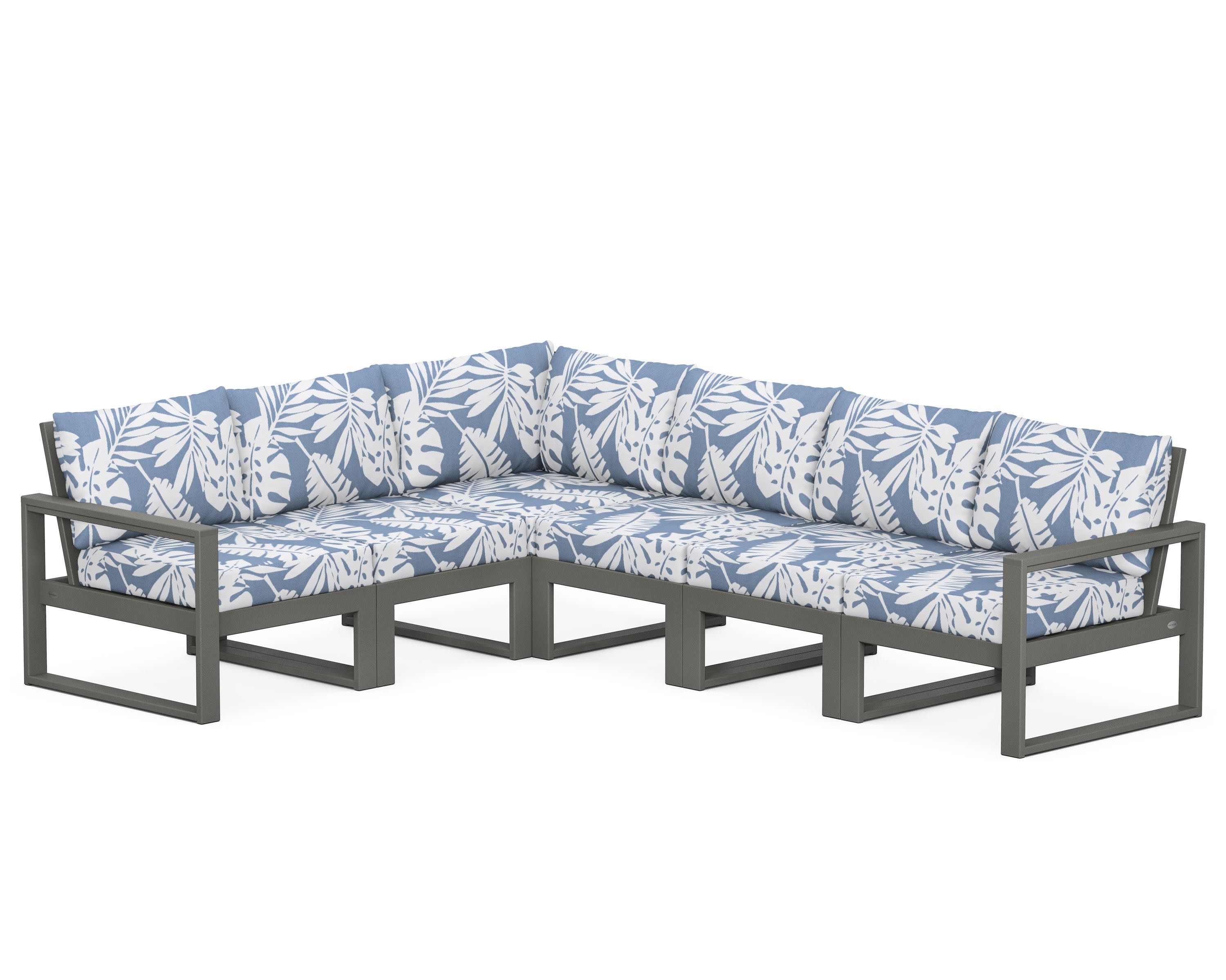 EDGE 6-Piece Modular Deep Seating Set in Slate Grey / Leaf Sky Blue