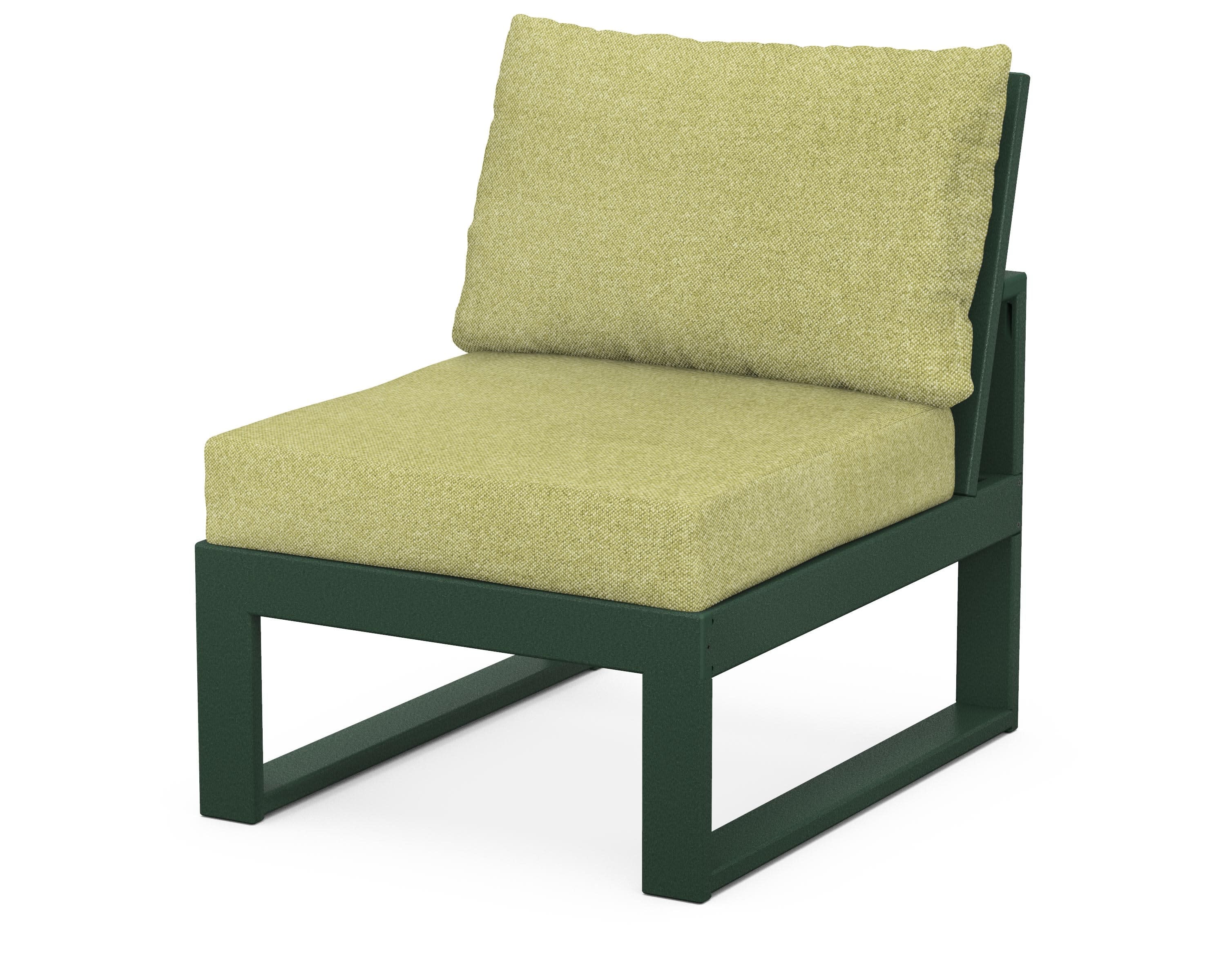 Modular Armless Chair in Green / Chartreuse Boucle