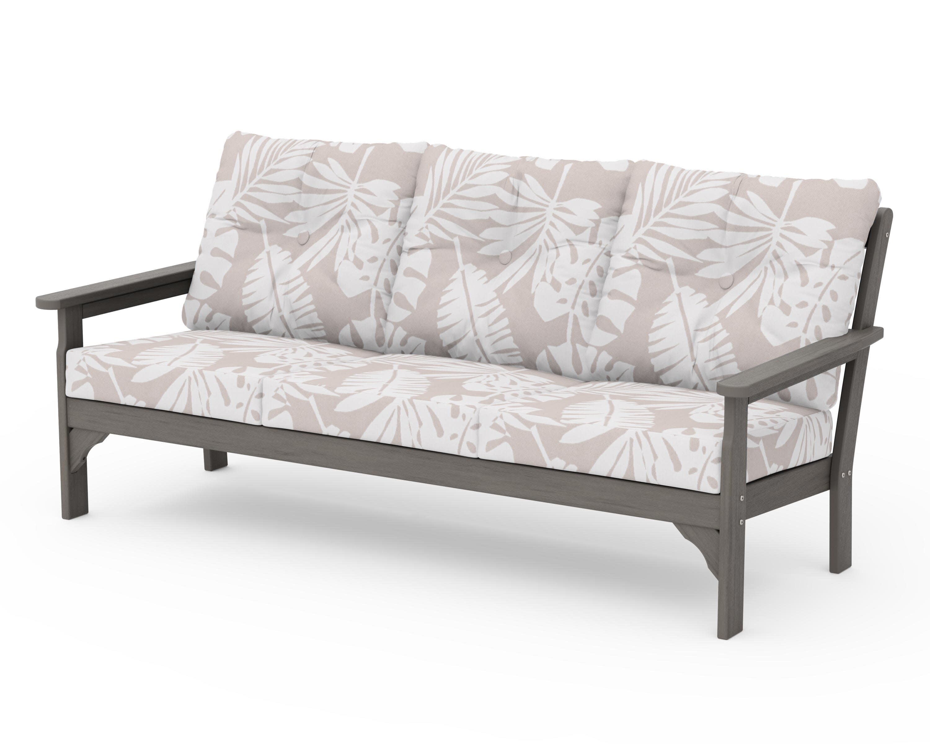 Vineyard Deep Seating Sofa in Driftwood / Leaf Dune Burlap