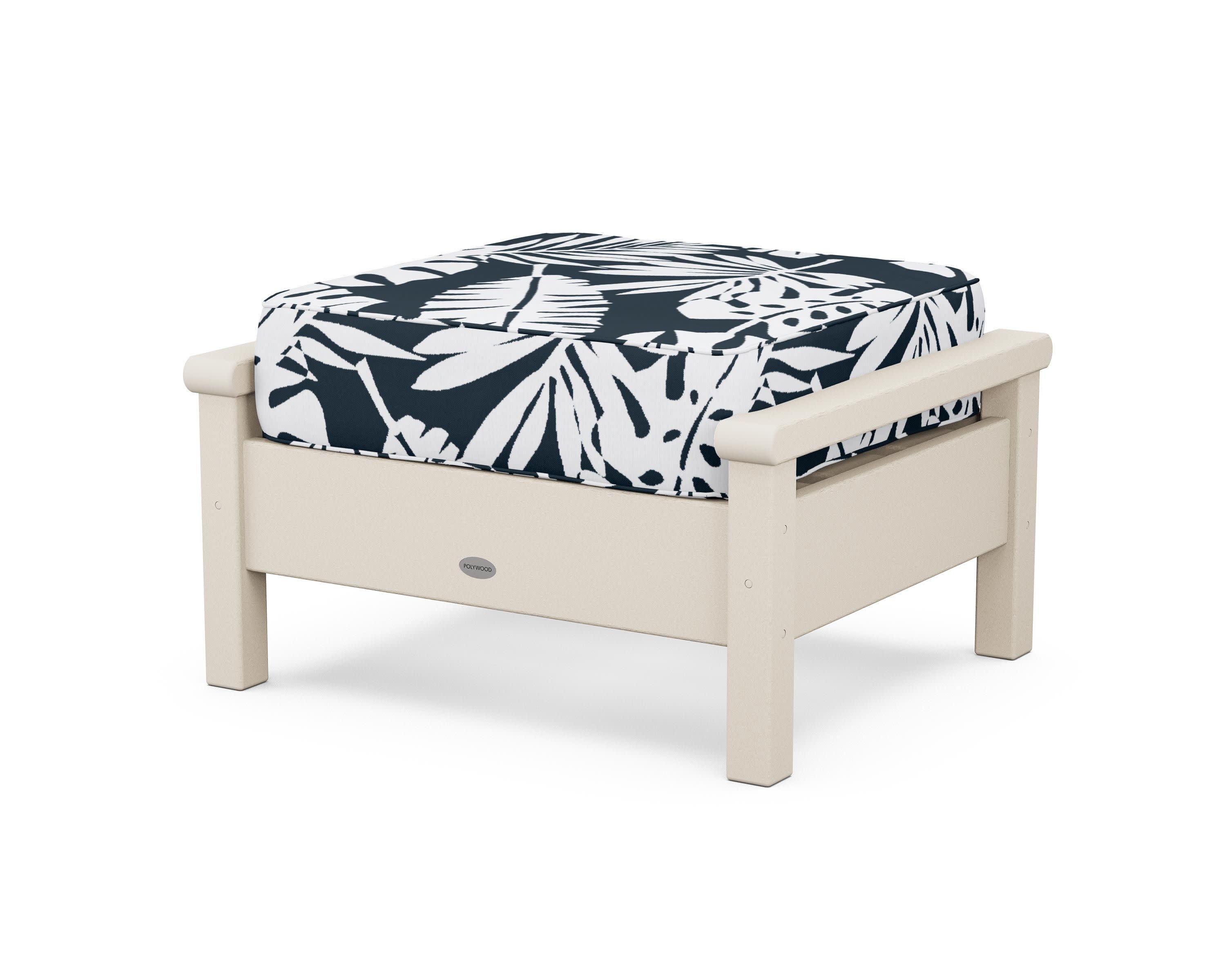 Harbour Deep Seating Ottoman in Sand / Leaf Marine Indigo