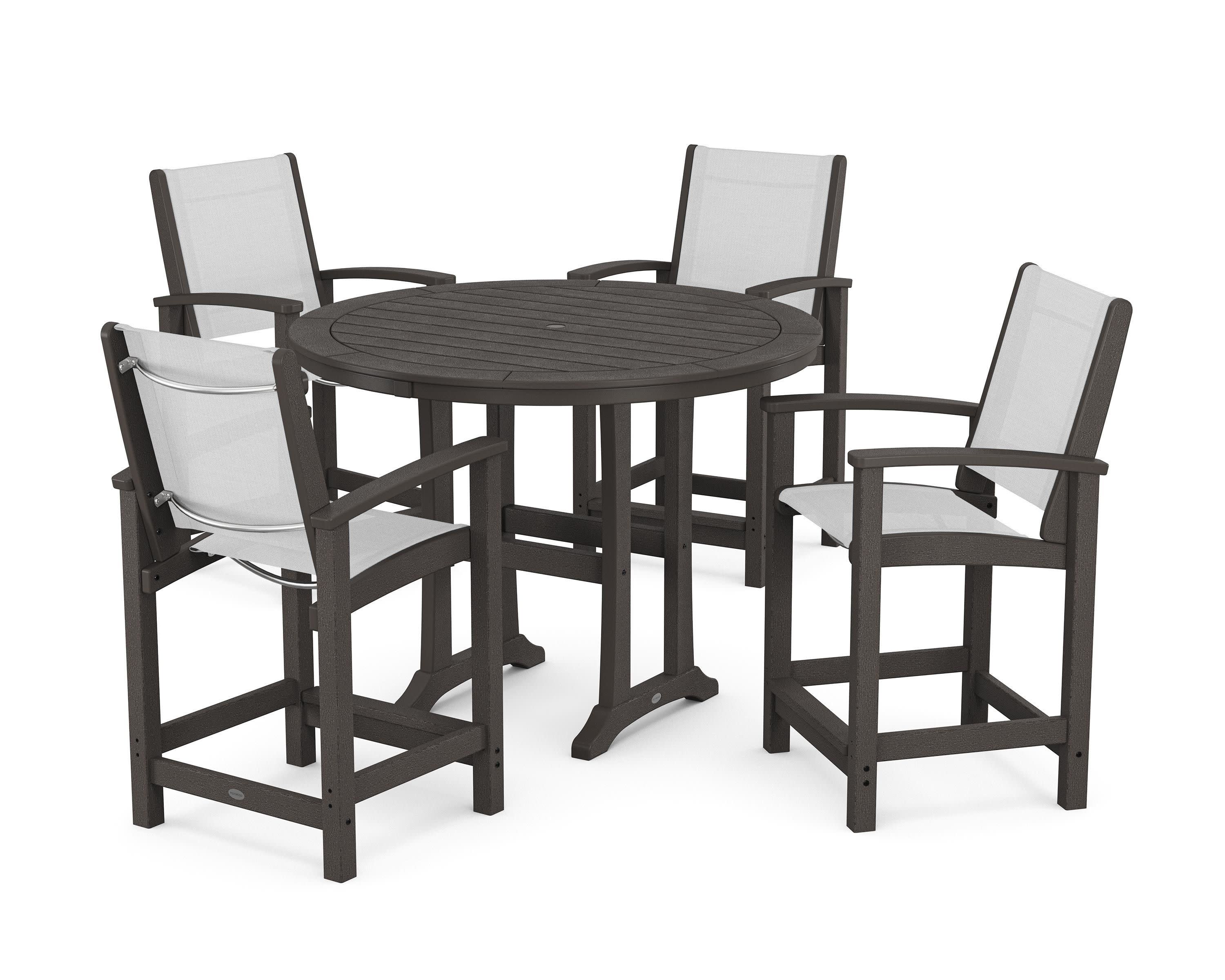 Coastal 5-Piece Counter Set in Vintage Coffee / White Sling