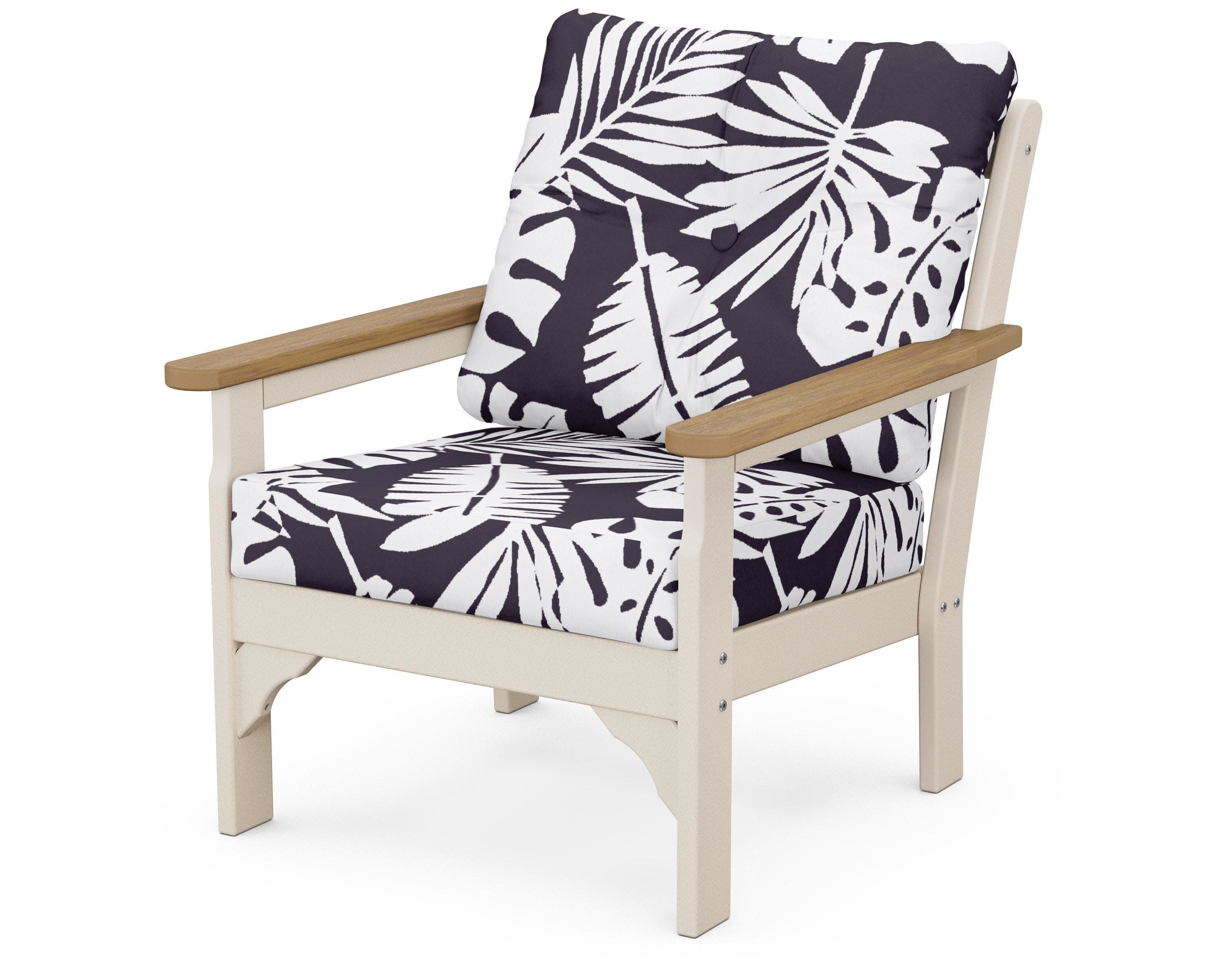 Vineyard Deep Seating Chair in Sand / Natural / Leaf Navy