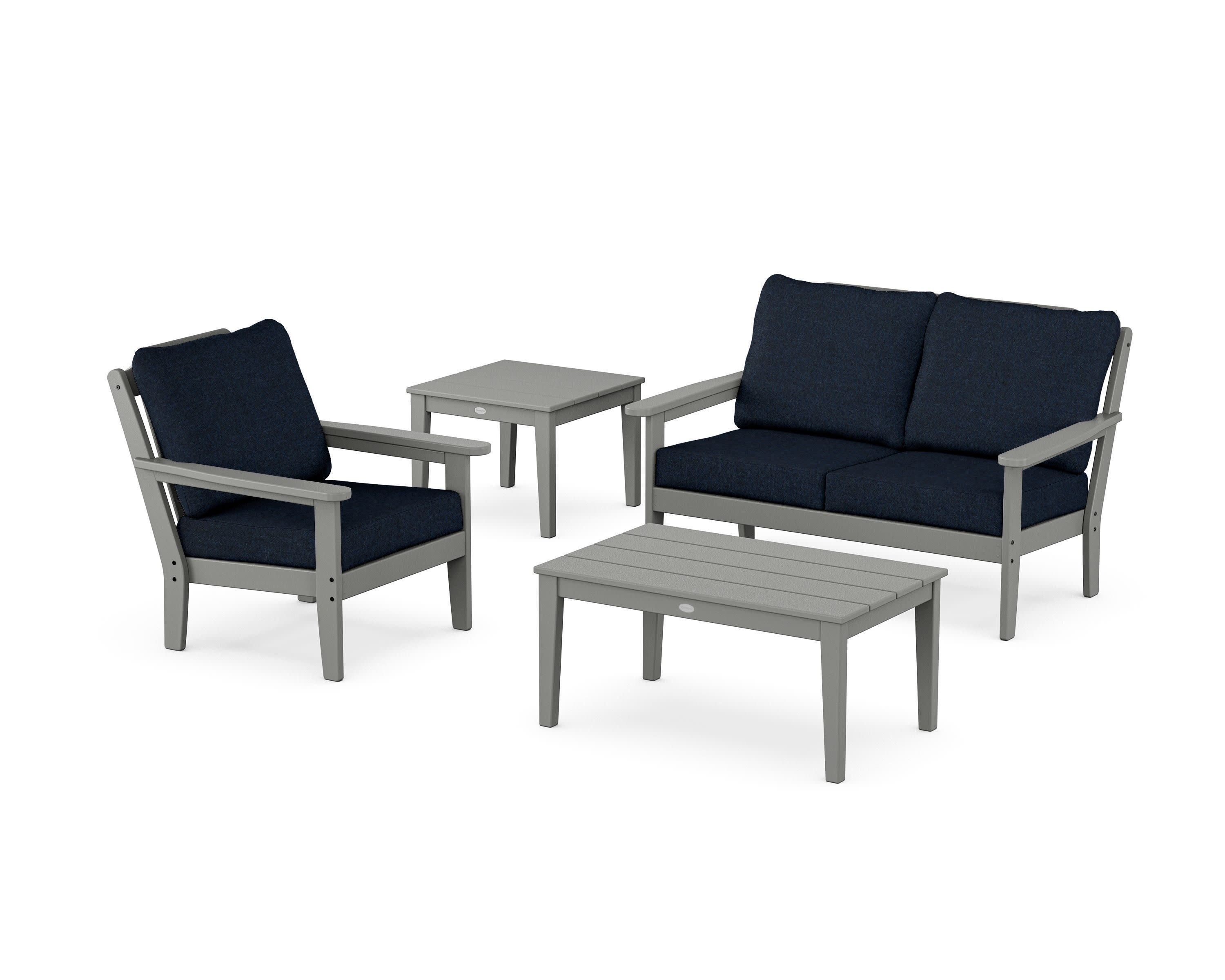 Wovendale 4-Piece Deep Seating Set in Slate Grey / Marine Indigo