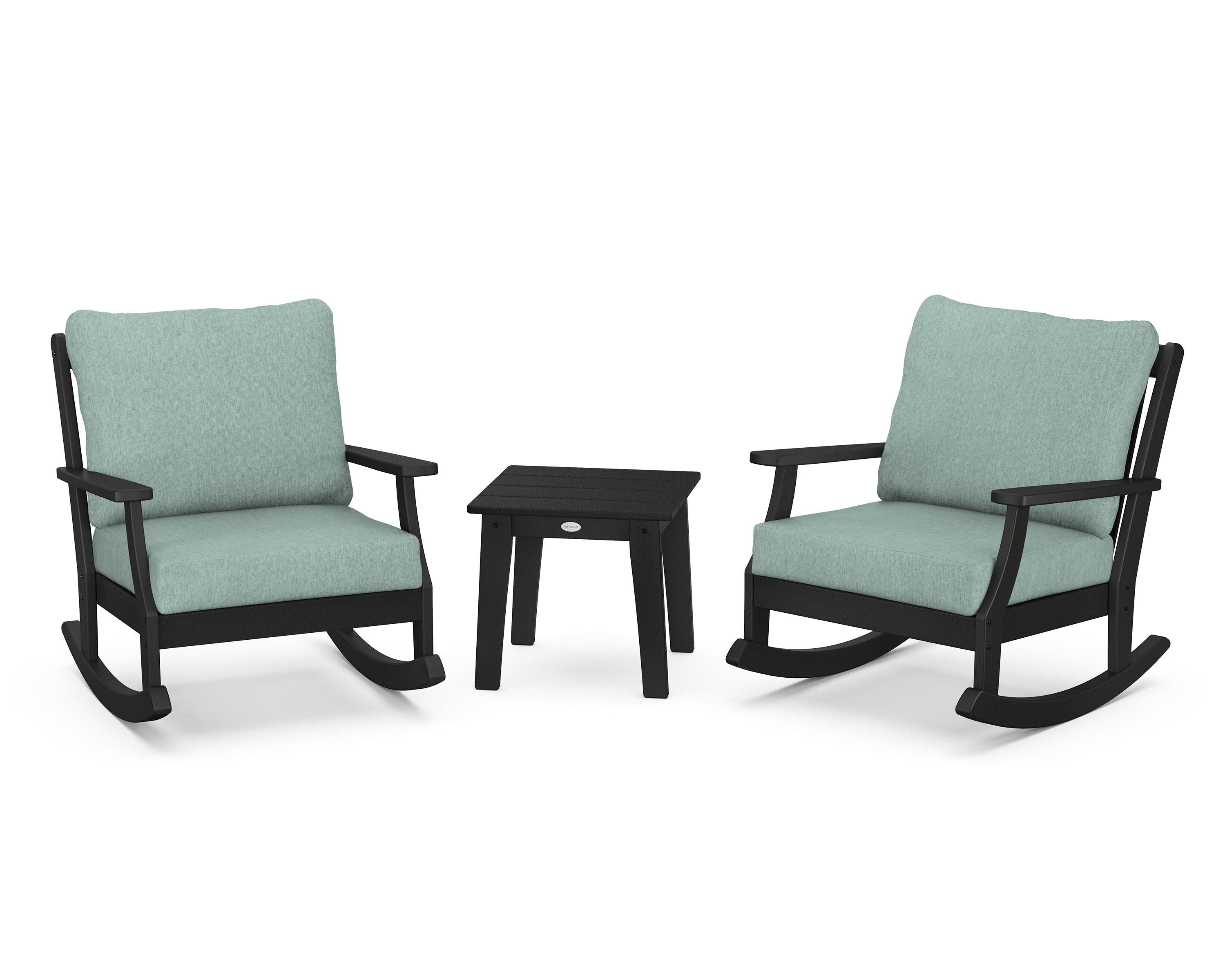 Braxton 3-Piece Deep Seating Rocker Set in Black / Glacier Spa