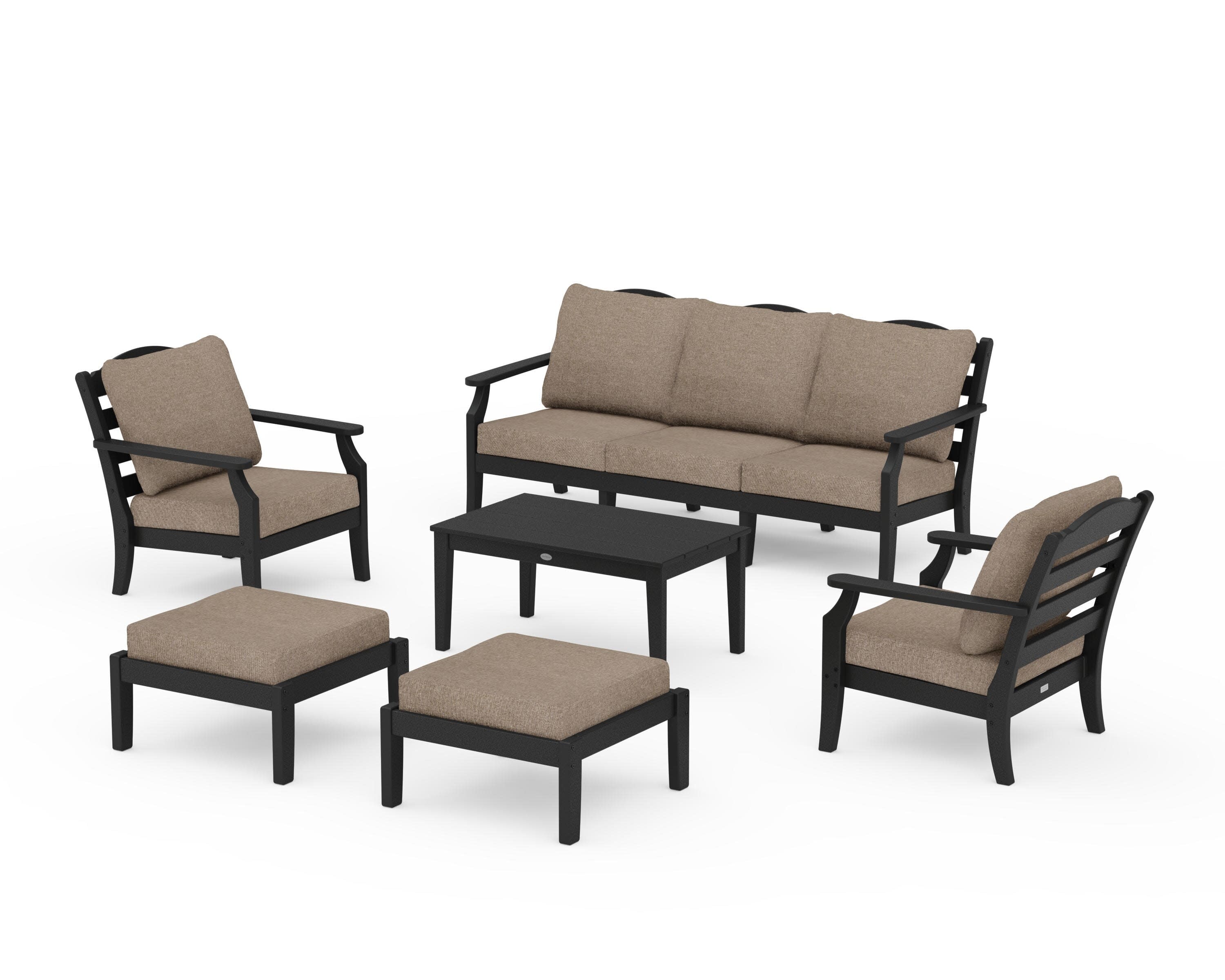 Savannah 6-Piece Lounge Sofa Set in Black / Spiced Burlap