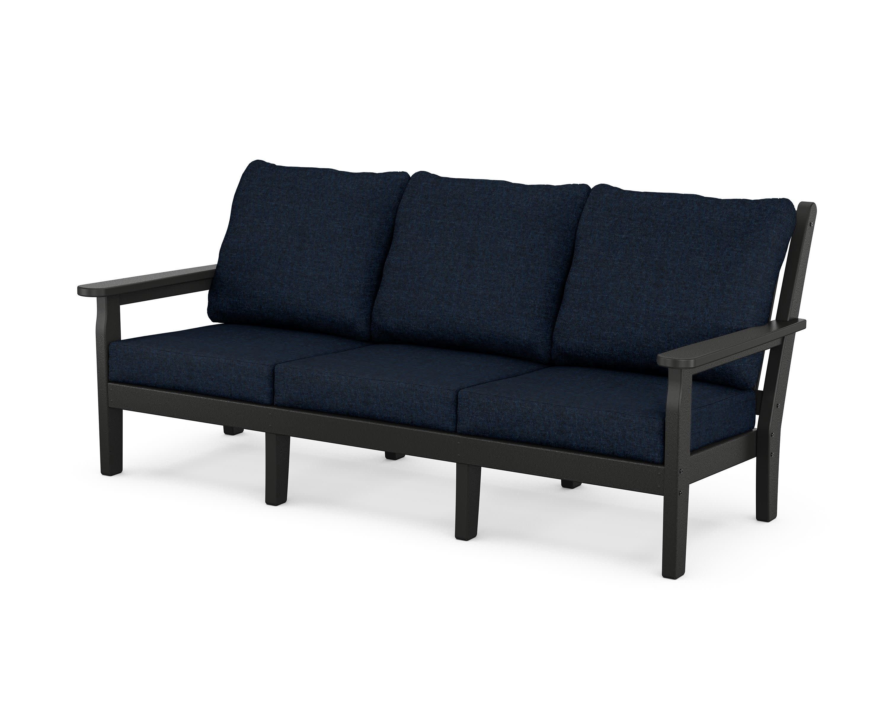 Chippendale Deep Seating Sofa in Black / Marine Indigo