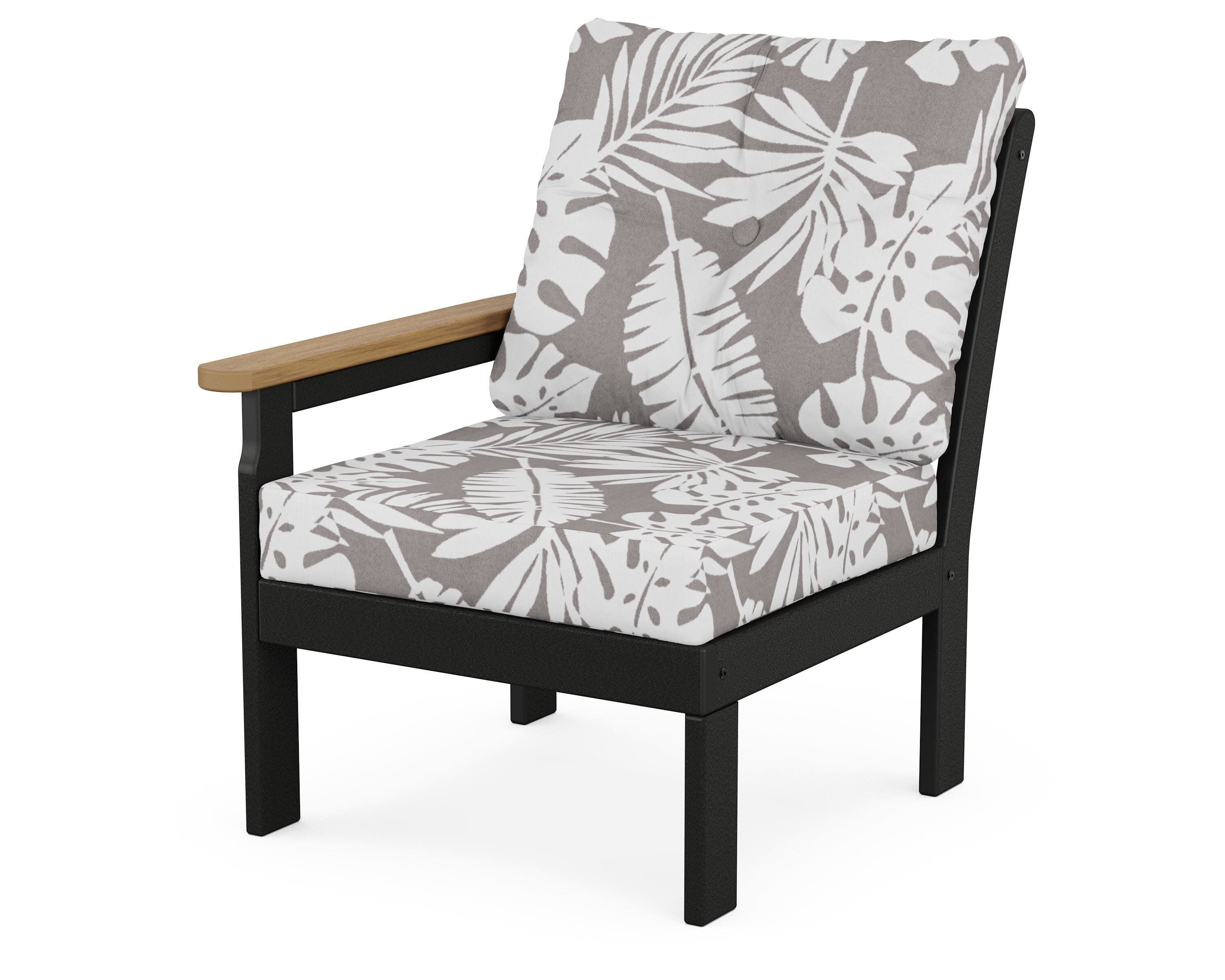 Vineyard Modular Left Arm Chair in Black / Natural / Leaf Grey Mist