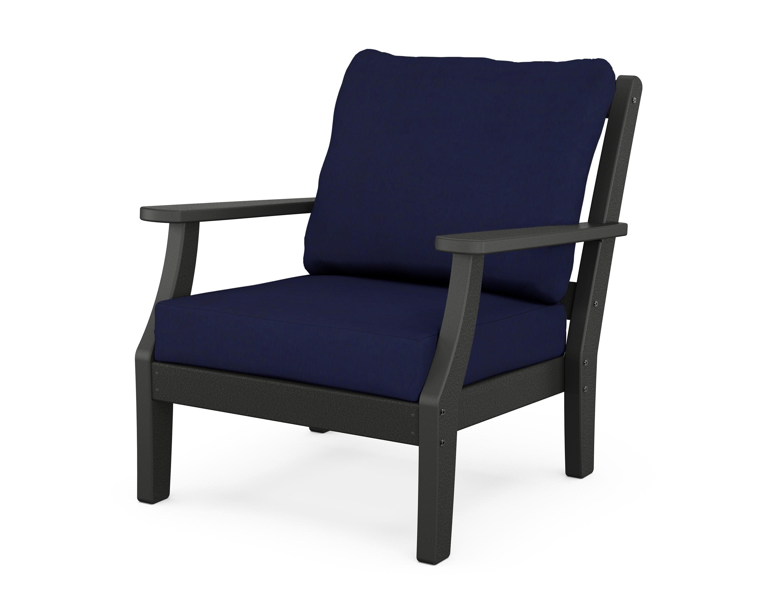 Chinoiserie Deep Seating Chair in Black / Navy