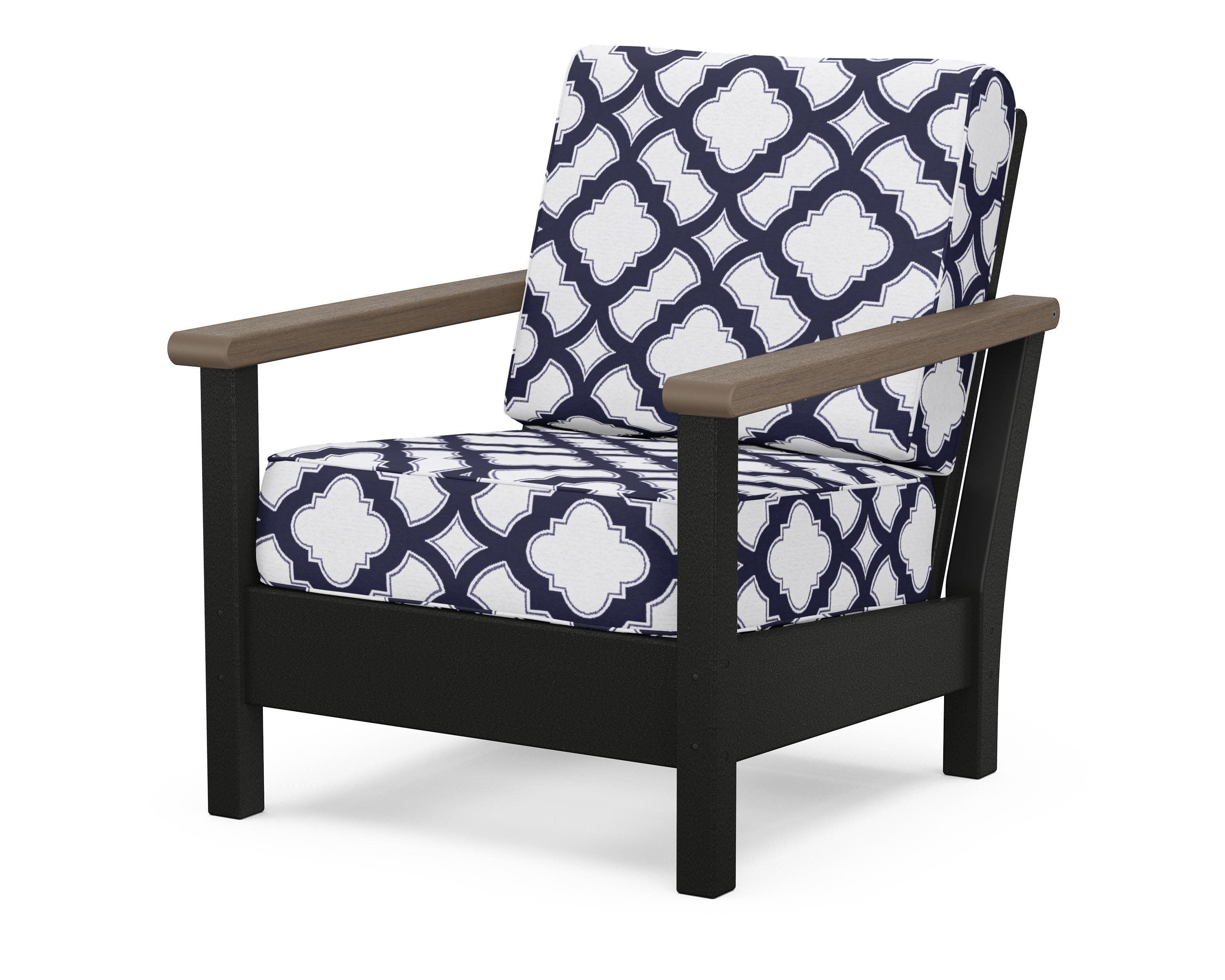 Harbour Deep Seating Chair in Black / Kona / Trellis Navy