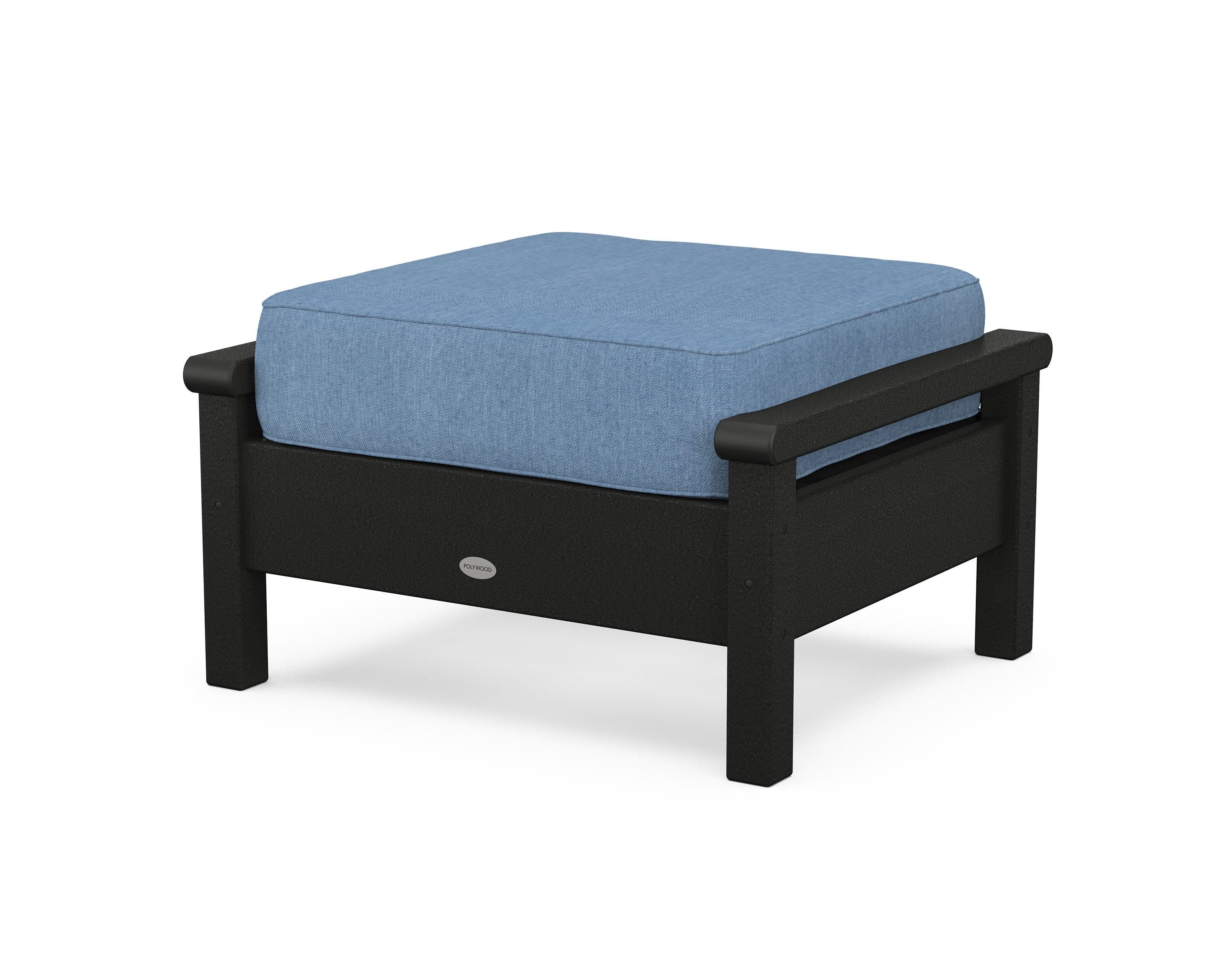 Harbour Deep Seating Ottoman in Black / Sky Blue